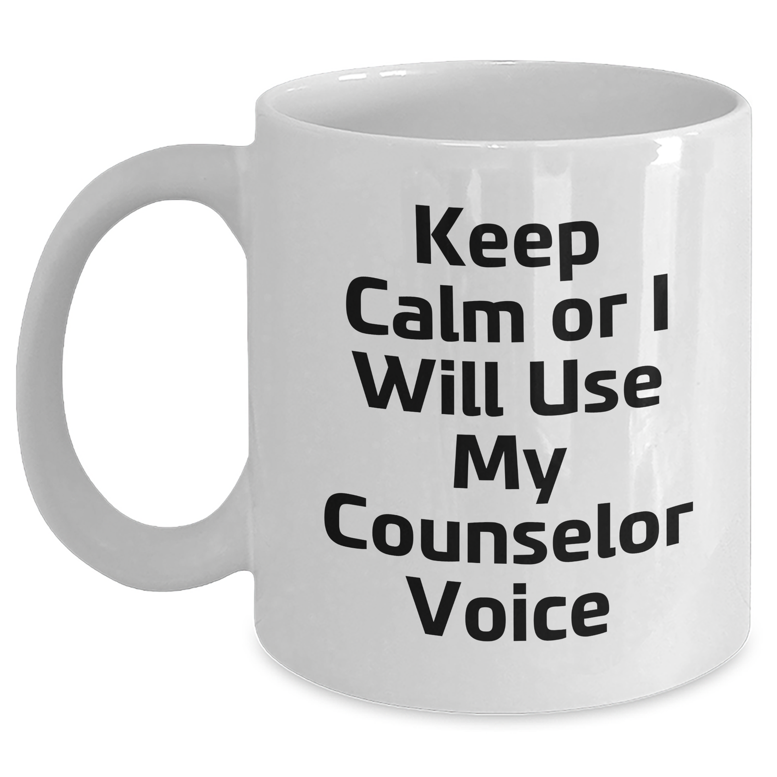 Funny Counselor Gifts for Men from Friends - Keep Calm Or I Will Use My Counselor Voice, White Coffee Mug, Father's Day Unique Gifts - Main
