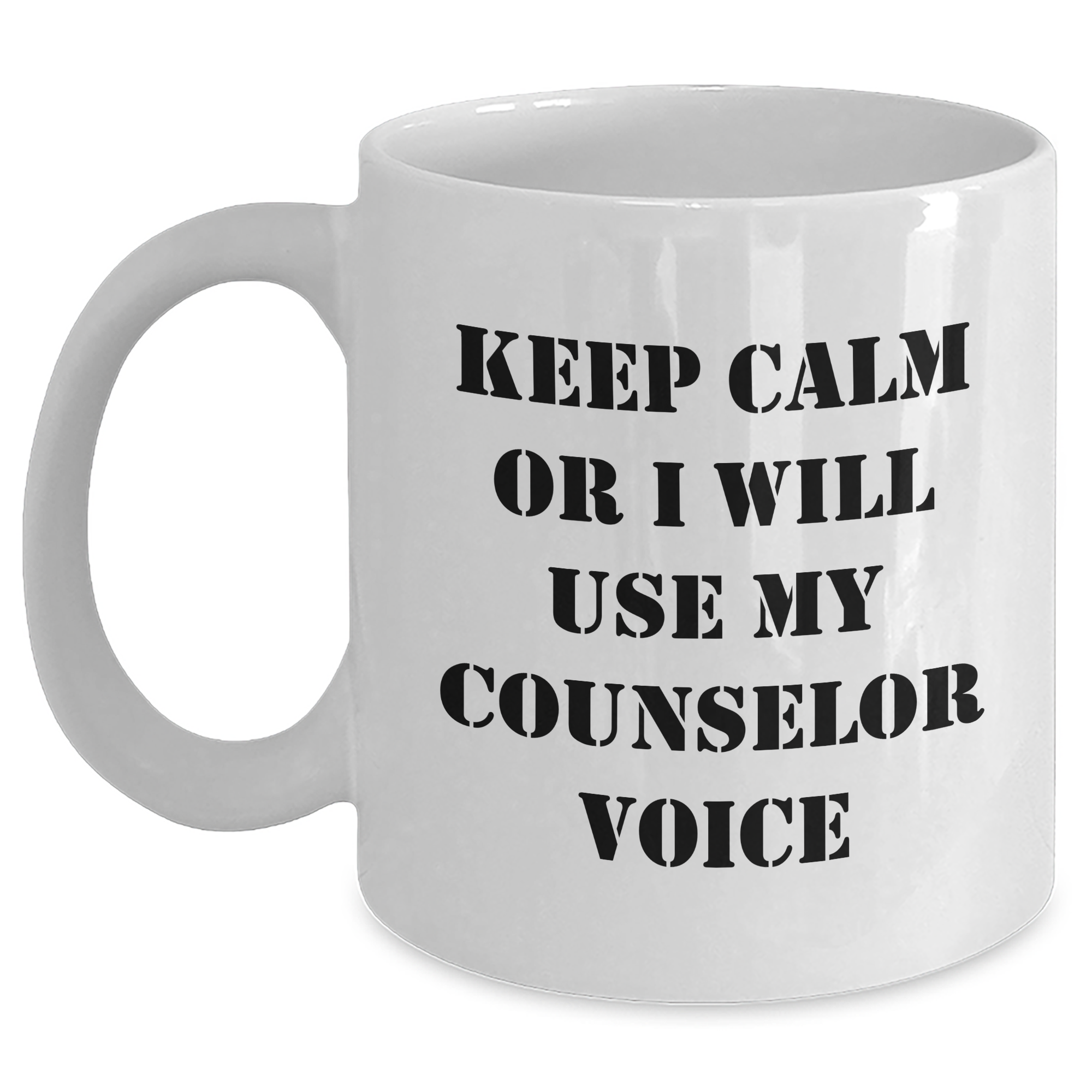 Counselor Gifts from Friends, Funny White Coffee Mug with Keep Calm or I'll Use My Counselor Voice, Ideal Gift for Father's Day - Main