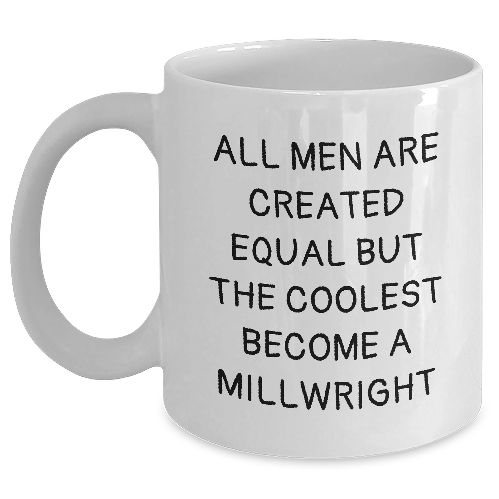 Funny Millwright Gifts, Cool White Coffee Mug for Mom on Mother's Day - 'All Men Are Created Equal But The Coolest Become A Millwright' Funny Quote, Gifts from Family to Millwright - Main