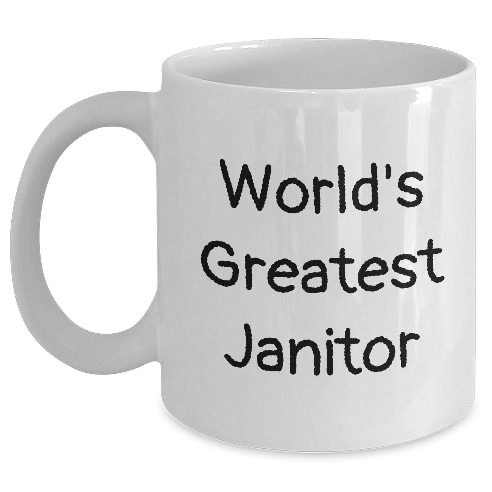 Funny Janitor Gifts from Men to World's Greatest Janitor on Father's Day Unique White Coffee Mugs, Inspirational Quote - Main