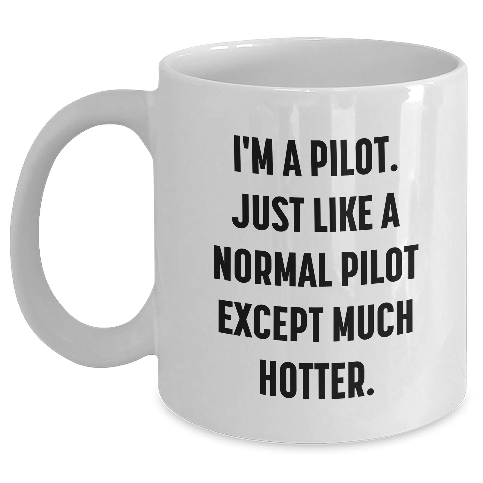 Pilot Humor Gifts for Men from Friends, Funny White Coffee Mug for Him on Graduation, I'm A Pilot. Just Like A Normal Pilot Except Much Hotter. - Main