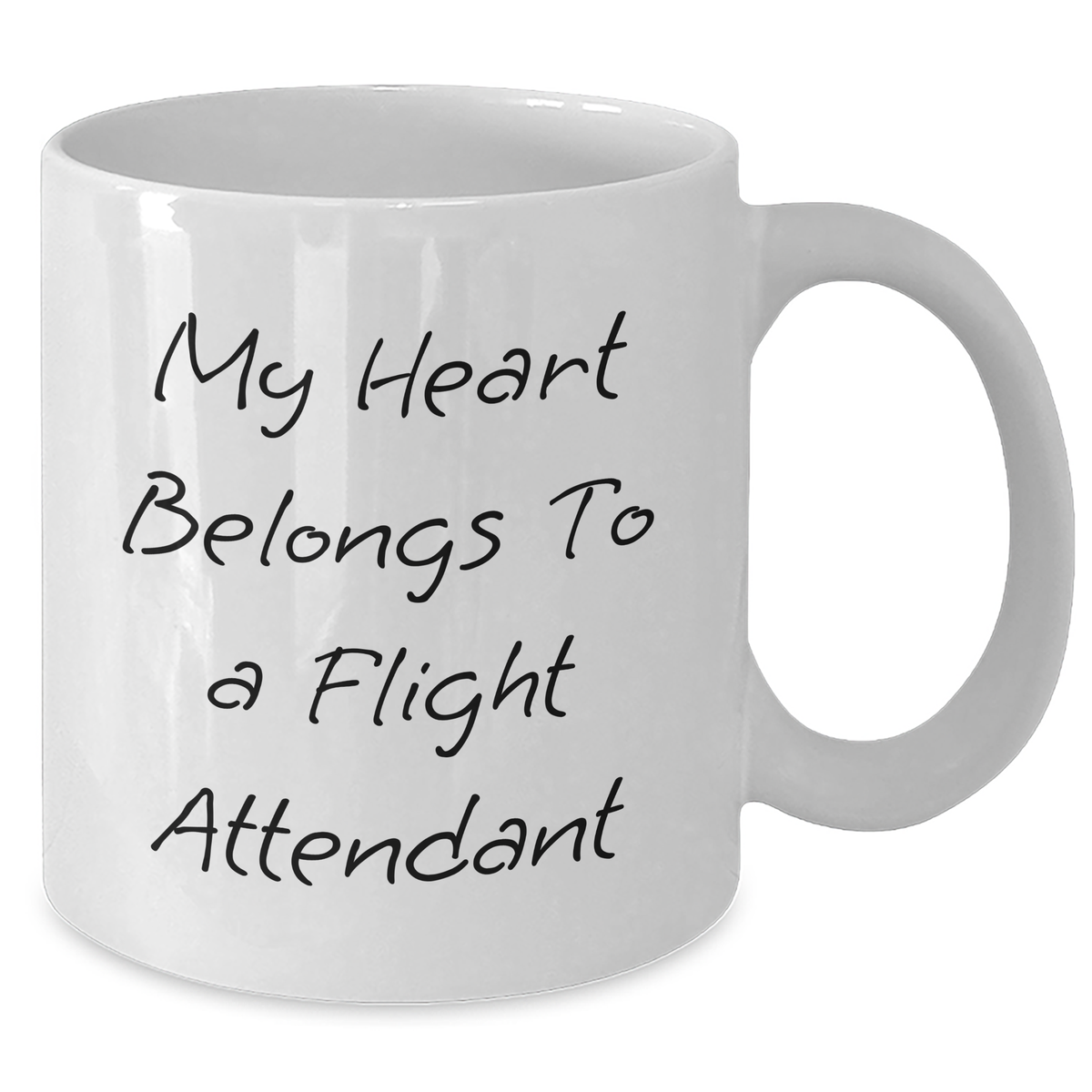 Funny Flight Attendant Gifts, 'My Heart Belongs To A Flight Attendant' White Coffee Mug, 11oz or 15oz Capacity, Gifts from Friends, Gifts for Flight Attendants, Father's Day Unique Gifts - Additional