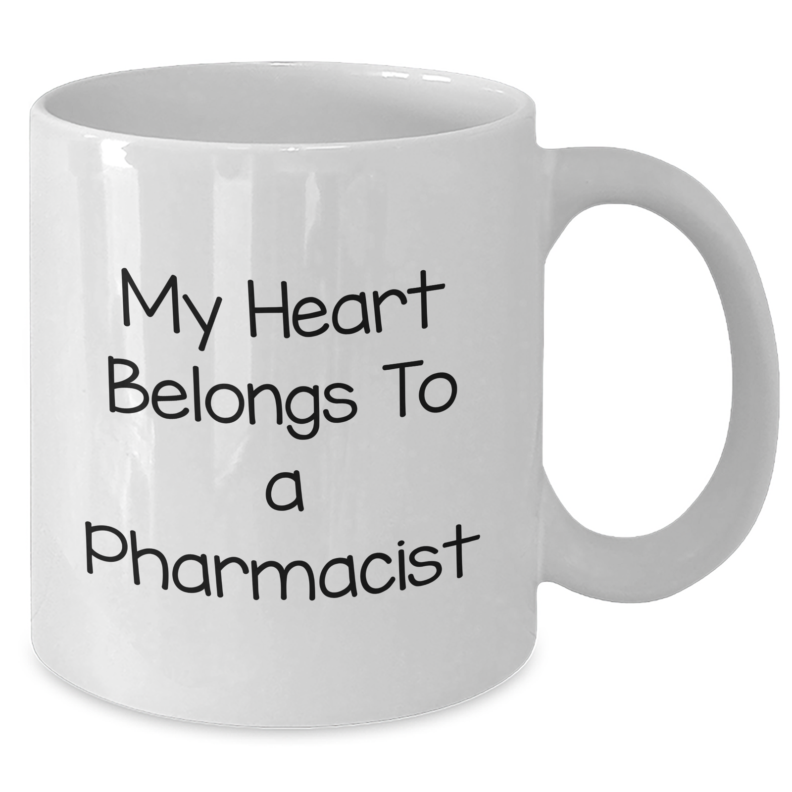 Funny My Heart Belongs To A Pharmacist White Coffee Mug Gifts from Family to Pharmacist on Father's Day - Additional