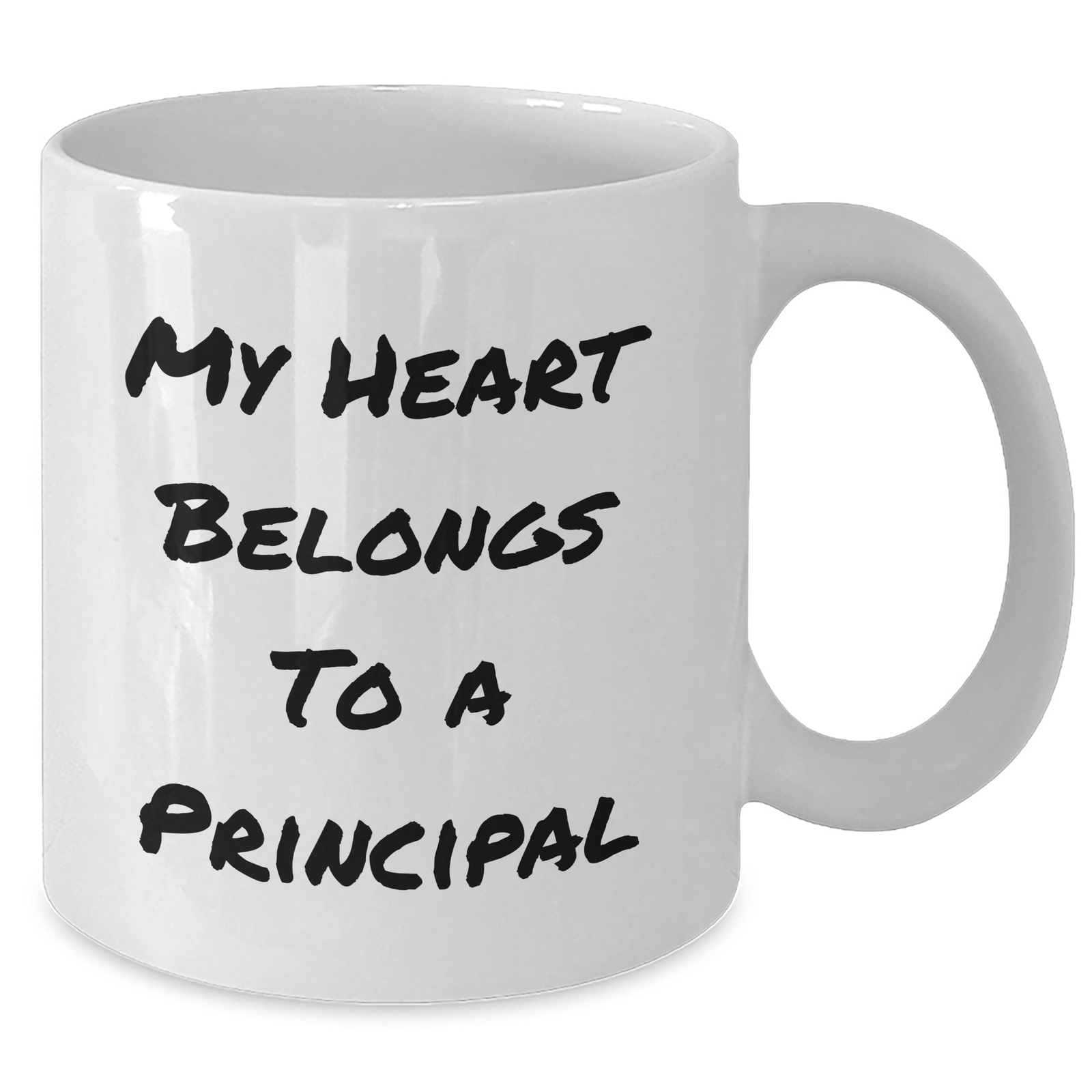 Funny Principal Gifts - My Heart Belongs To A Principal White Coffee Mug for Father's Day from Men, Perfect for Principal Enthusiasts - Additional