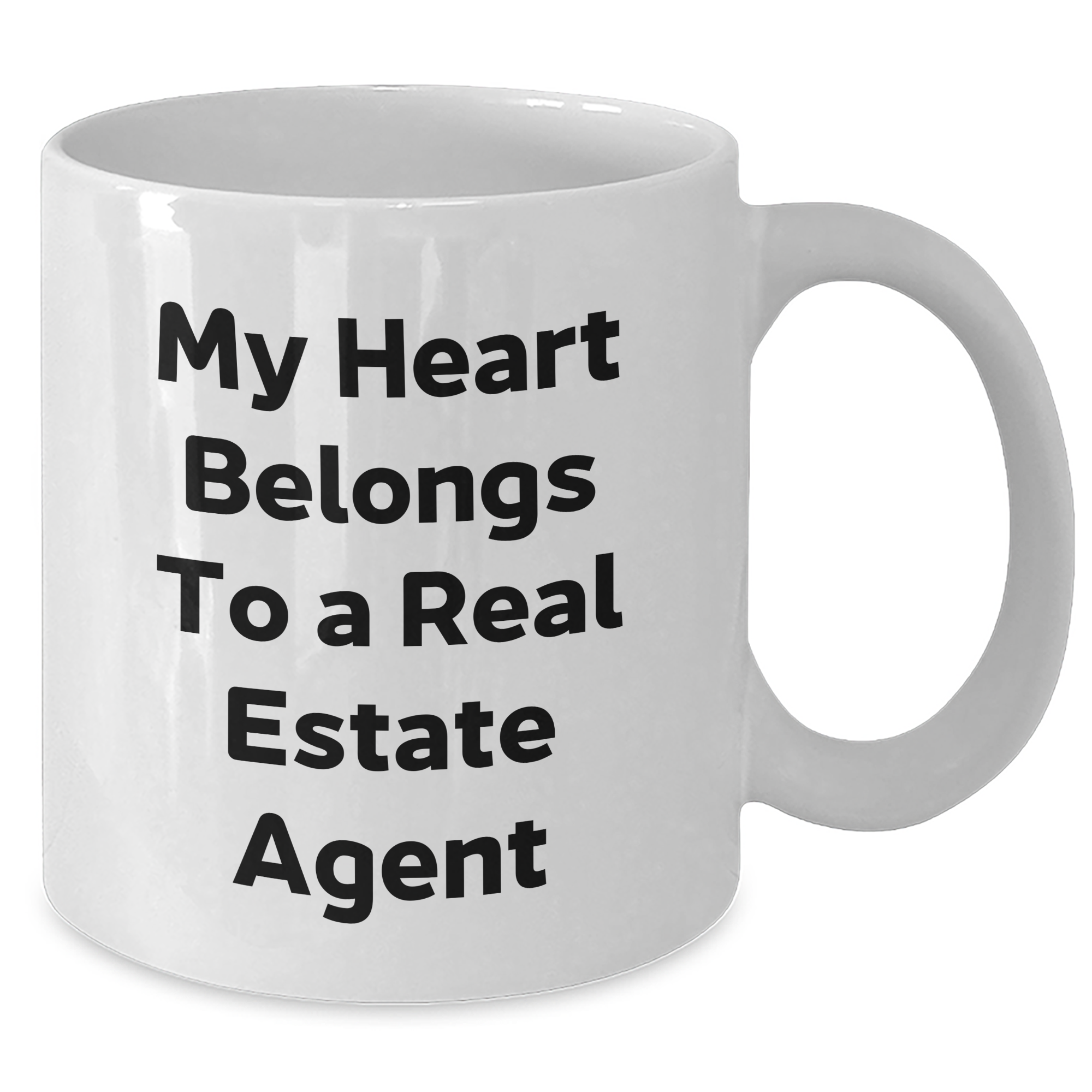 Funny Real Estate Agent Gifts from Men to My Heart Belongs To A Real Estate Agent on Father's Day Unique Gifts for Real Estate Agents White Coffee Mug - Additional