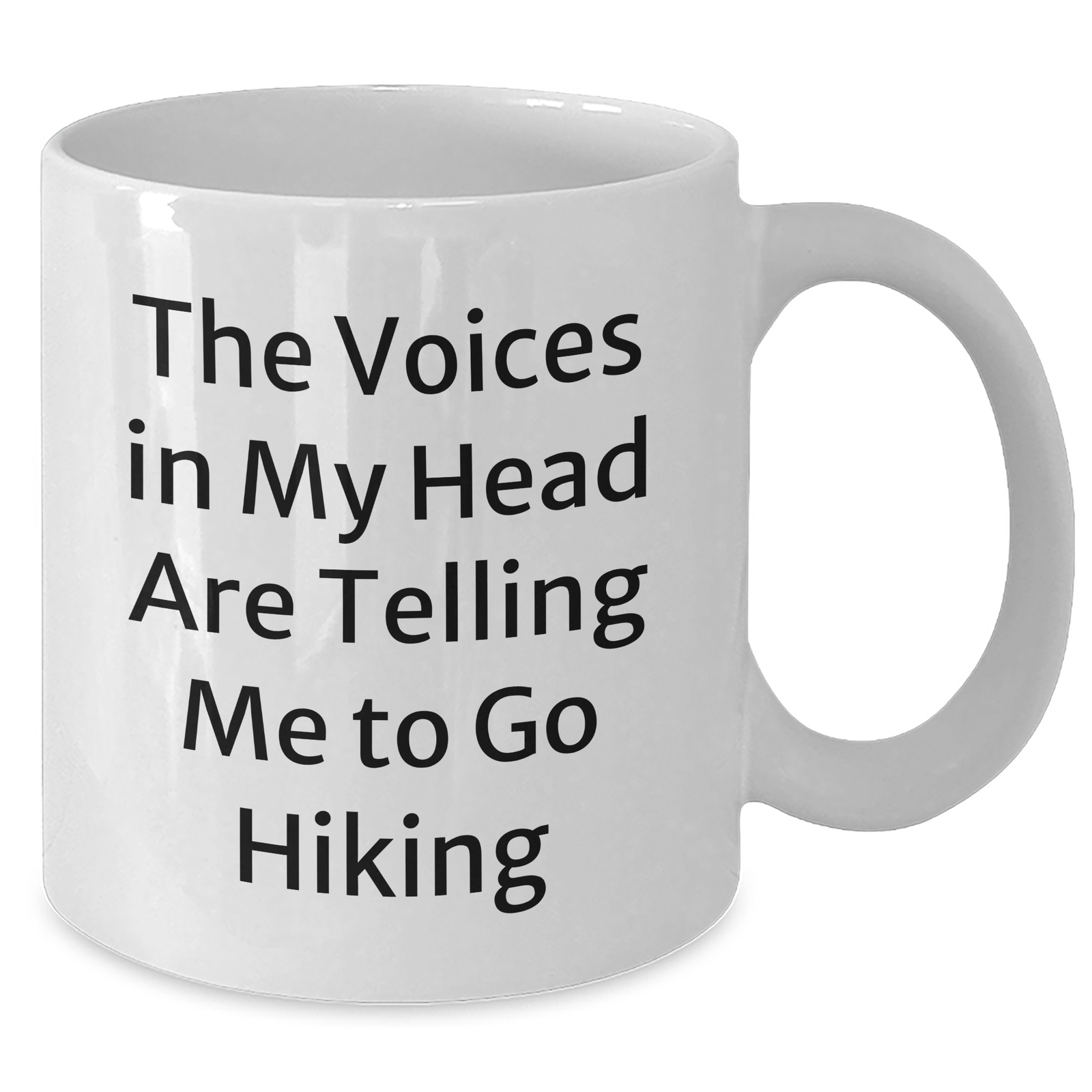 Funny Hiking Quote White Coffee Mug Gifts for Men from Friends on Father's Day, 'The Voices In My Head Are Telling Me To Go Hiking', Hiking Lovers, Outdoor Enthusiasts - Additional