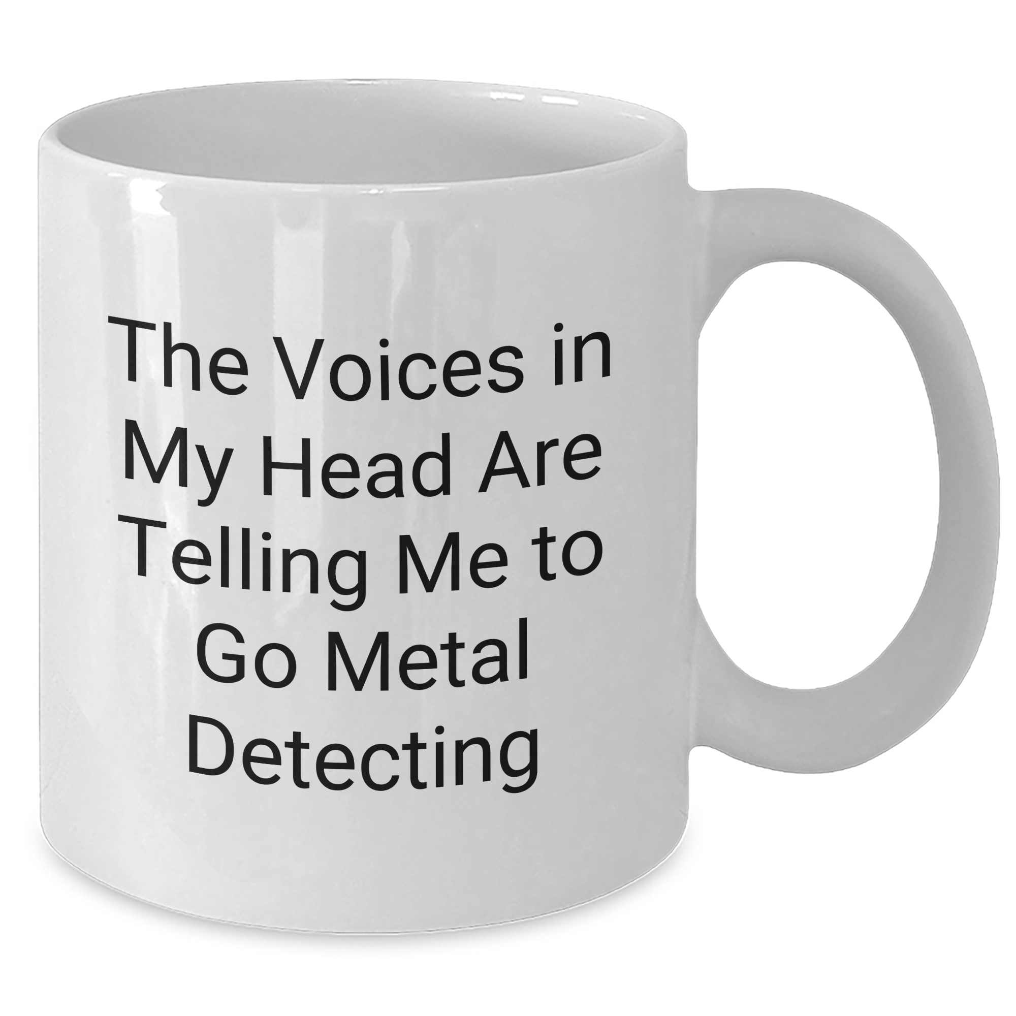 Funny Metal Detecting Gifts for Men - White Coffee Mug 'The Voices In My Head Are Telling Me To Go Metal Detecting' - Gifts from Men to Metal Detecting Friends - Additional