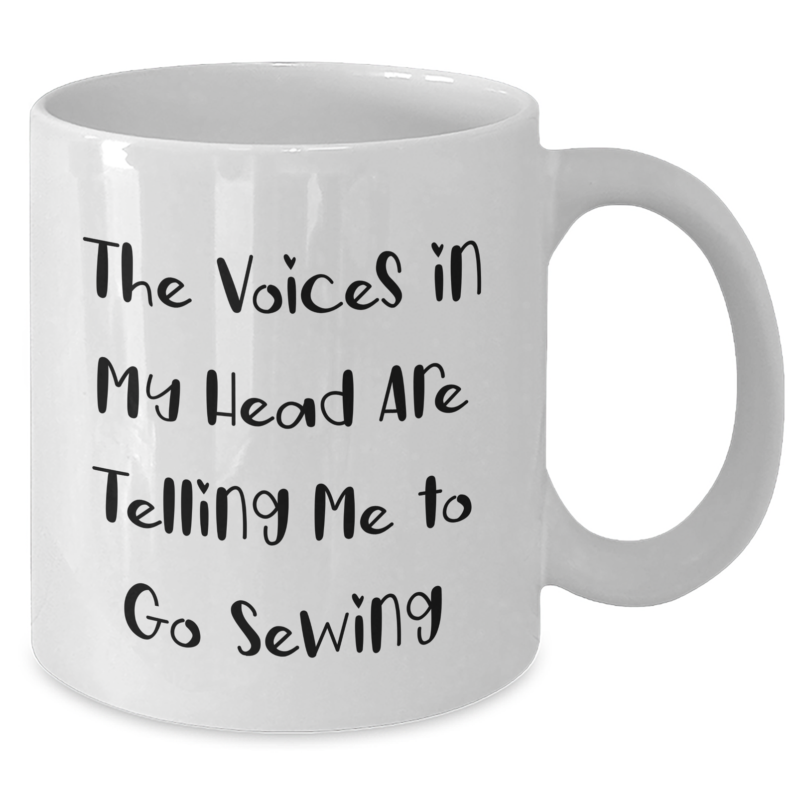 Sewing Humor Gifts from Friends to Family - 'The Voices In My Head Are Telling Me To Go Sewing' White Coffee Mug for Dad on Father's Day - Additional