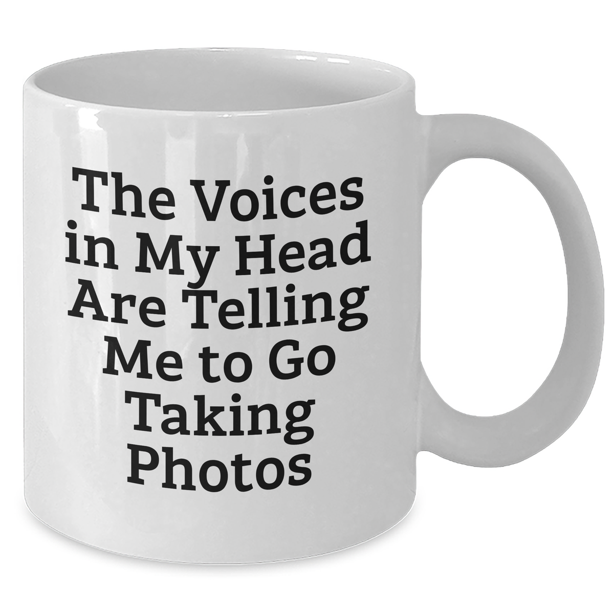 Funny Taking Photos Enthusiasts Gifts from Family for Father's Day White Coffee Mug - 'The Voices In My Head Are Telling Me To Go Taking Photos' - Additional