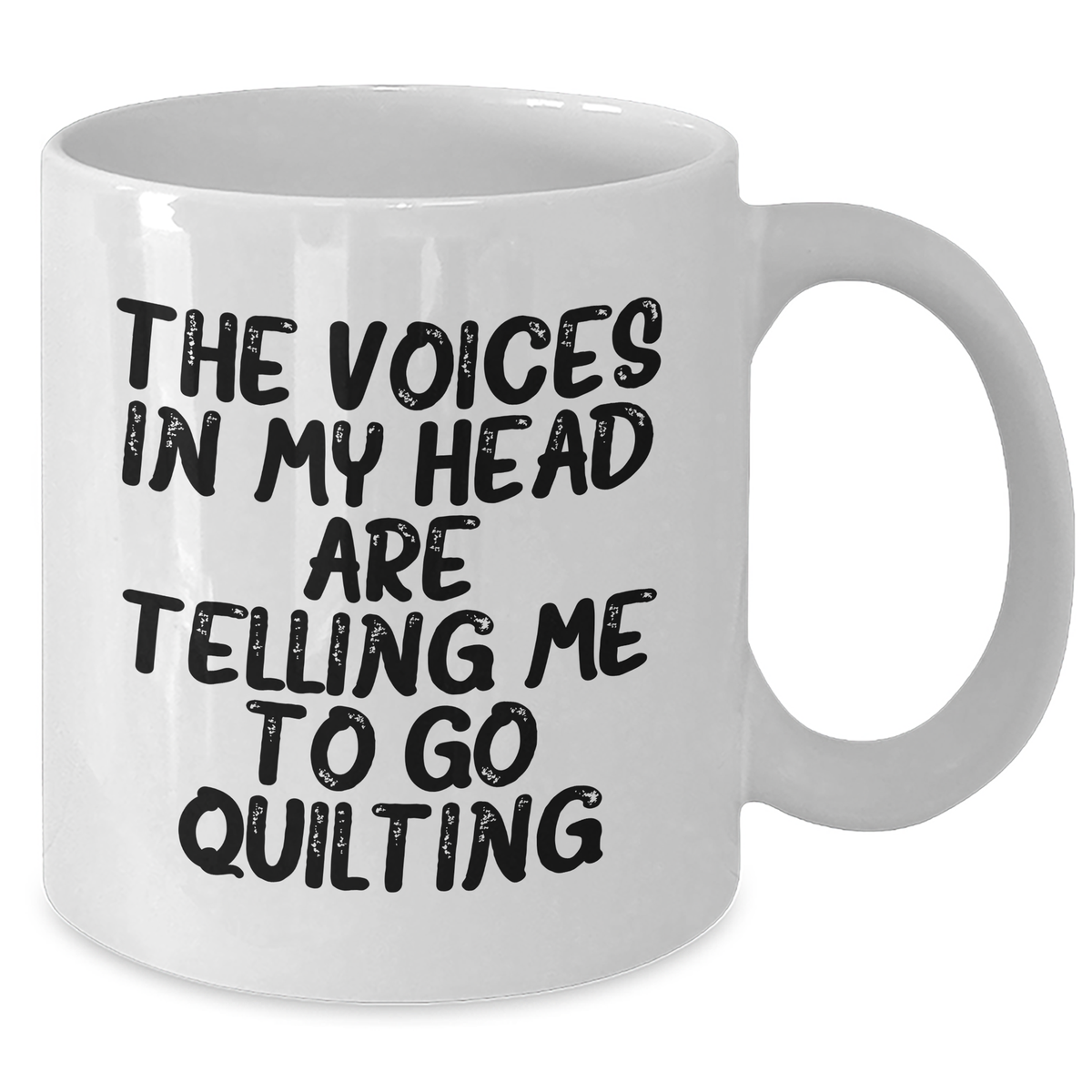 Quilting Humor White Coffee Mug, Funny Gifts for Quilting Men from Friends on Father's Day, The Voices In My Head Are Telling Me To Go Quilting - Additional