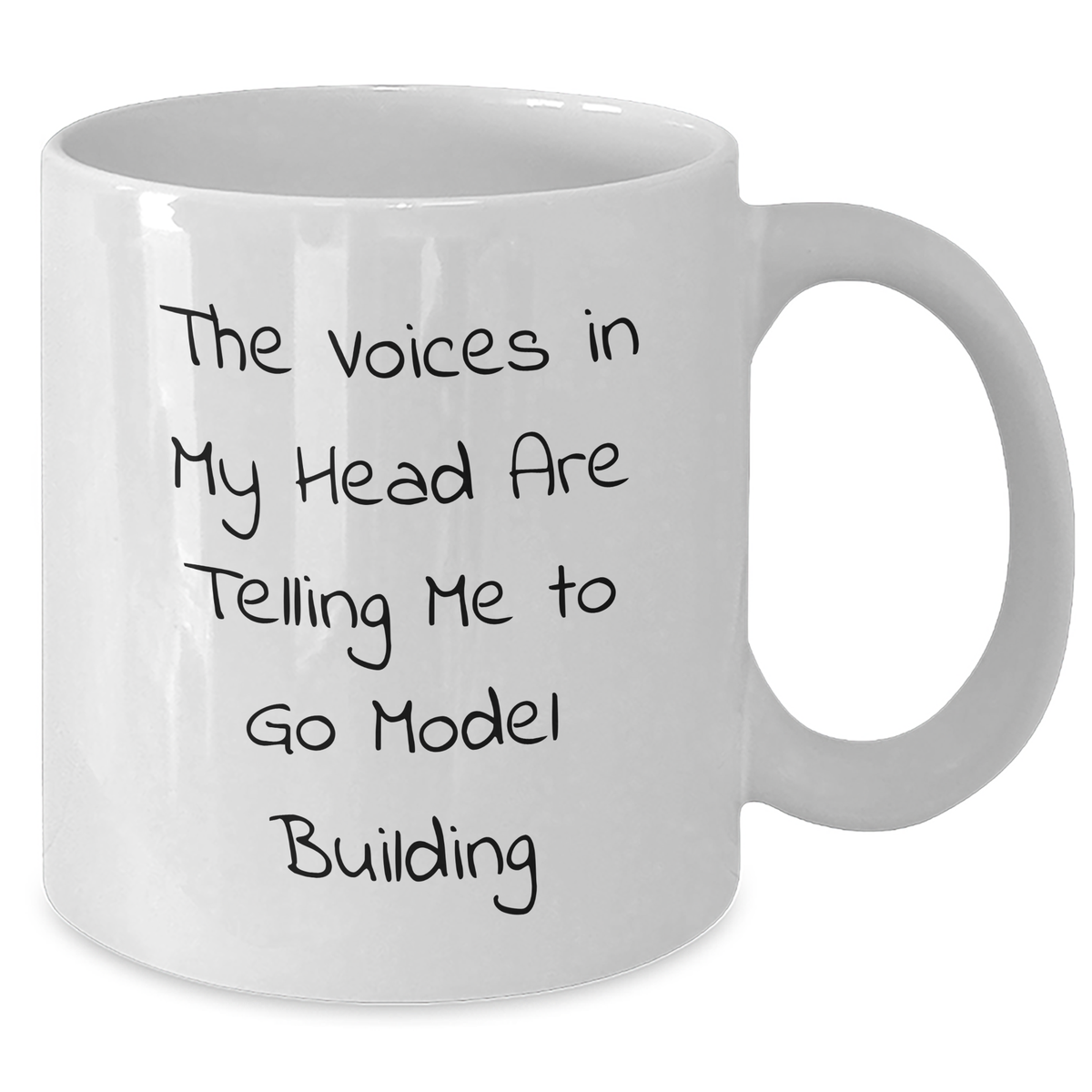Funny Model Building Gifts for Him - White Ceramic Coffee Mug with a Twist - 'The Voices In My Head Are Telling Me To Go Model Building' - Father's Day Unique Gifts from Mom, Dad, or Friend - Additional
