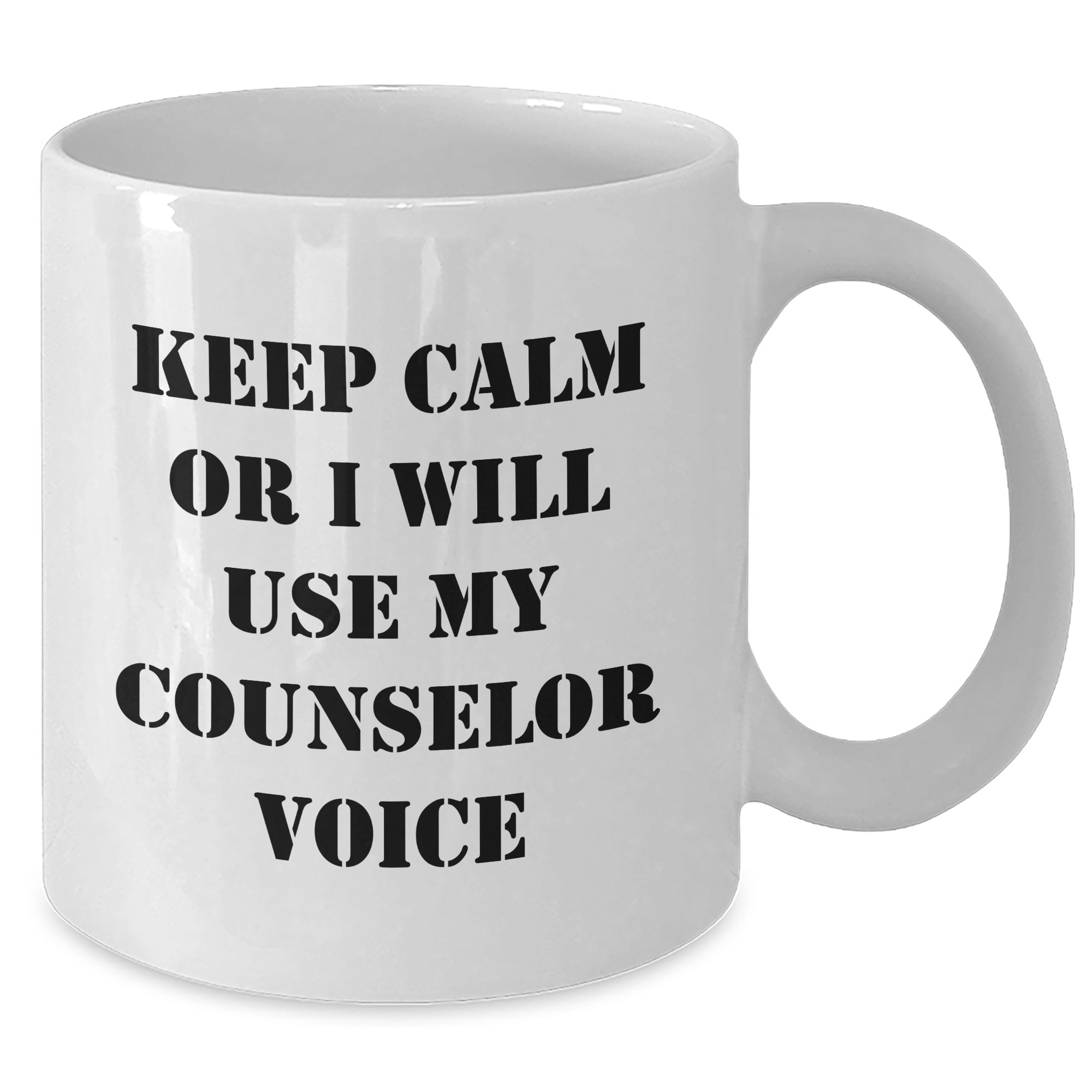 Counselor Gifts from Friends, Funny White Coffee Mug with Keep Calm or I'll Use My Counselor Voice, Ideal Gift for Father's Day - Additional