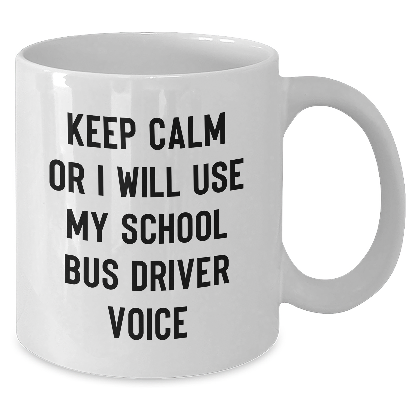 School Bus Driver Humor, Funny White Coffee Mug, Gifts from Men to School Bus Driver, Father's Day Unique Gifts, Keep Calm Or I Will Use My School Bus Driver Voice - Additional