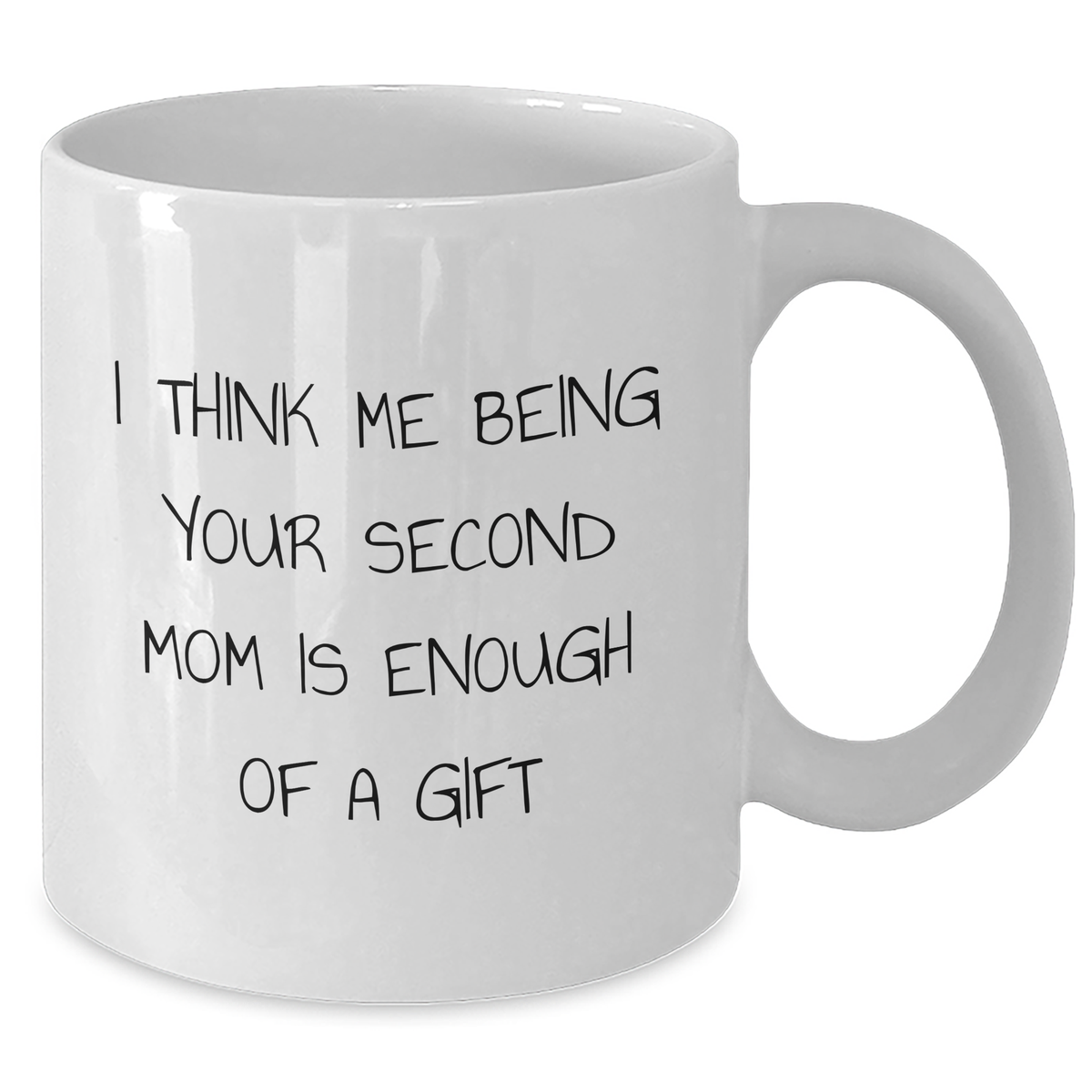 Funny Second Mom Gifts, White Coffee Mug for Men, Unique Father's Day Presents from Family, 'I Think Me Being Your Second Mom Is Enough Of A Gift' - Additional