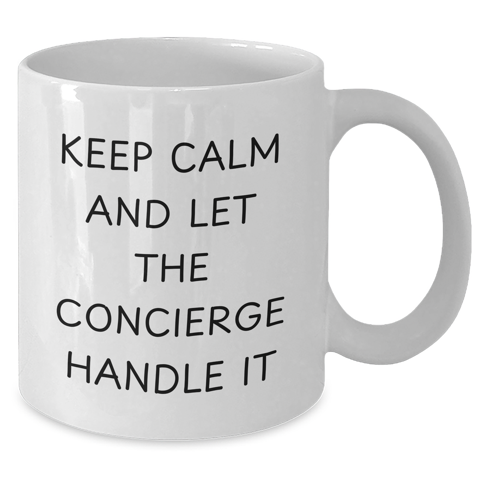 Funny Concierge Gifts for Men - 'Keep Calm And Let The Concierge Handle It' White Coffee Mug, 11oz or 15oz Capacity, Ceramic, Microwave and Dishwasher Safe Gifts from Family for Father's Day - Additional
