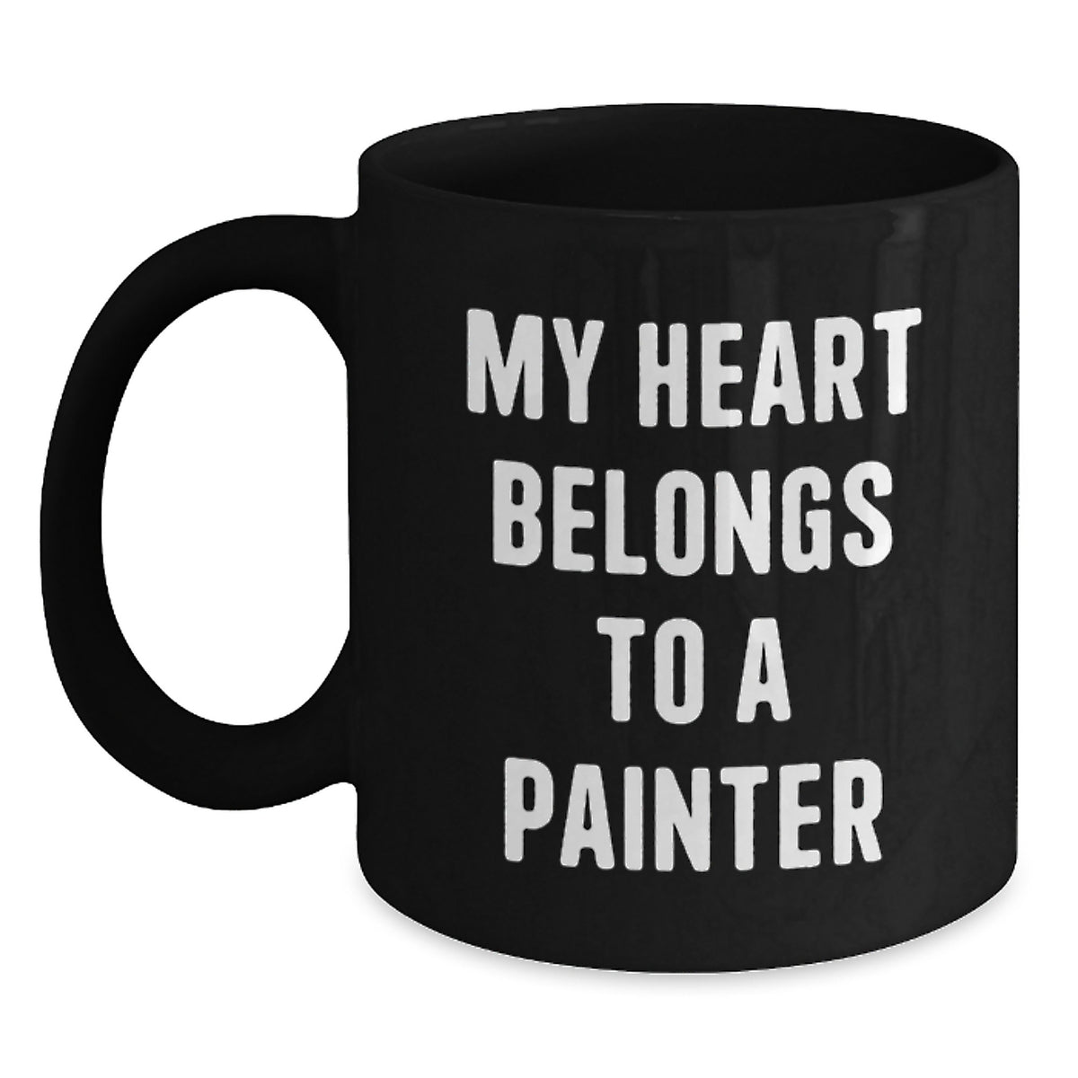 Funny Painter Lover Gifts from Friends, Birthday Unique Gifts for Painter, Black Coffee Mug with My Heart Belongs To A Painter Quote - Main