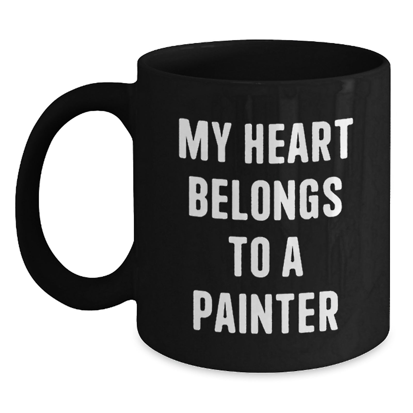 Funny Painter Lover Gifts from Friends, Birthday Unique Gifts for Painter, Black Coffee Mug with My Heart Belongs To A Painter Quote - Main