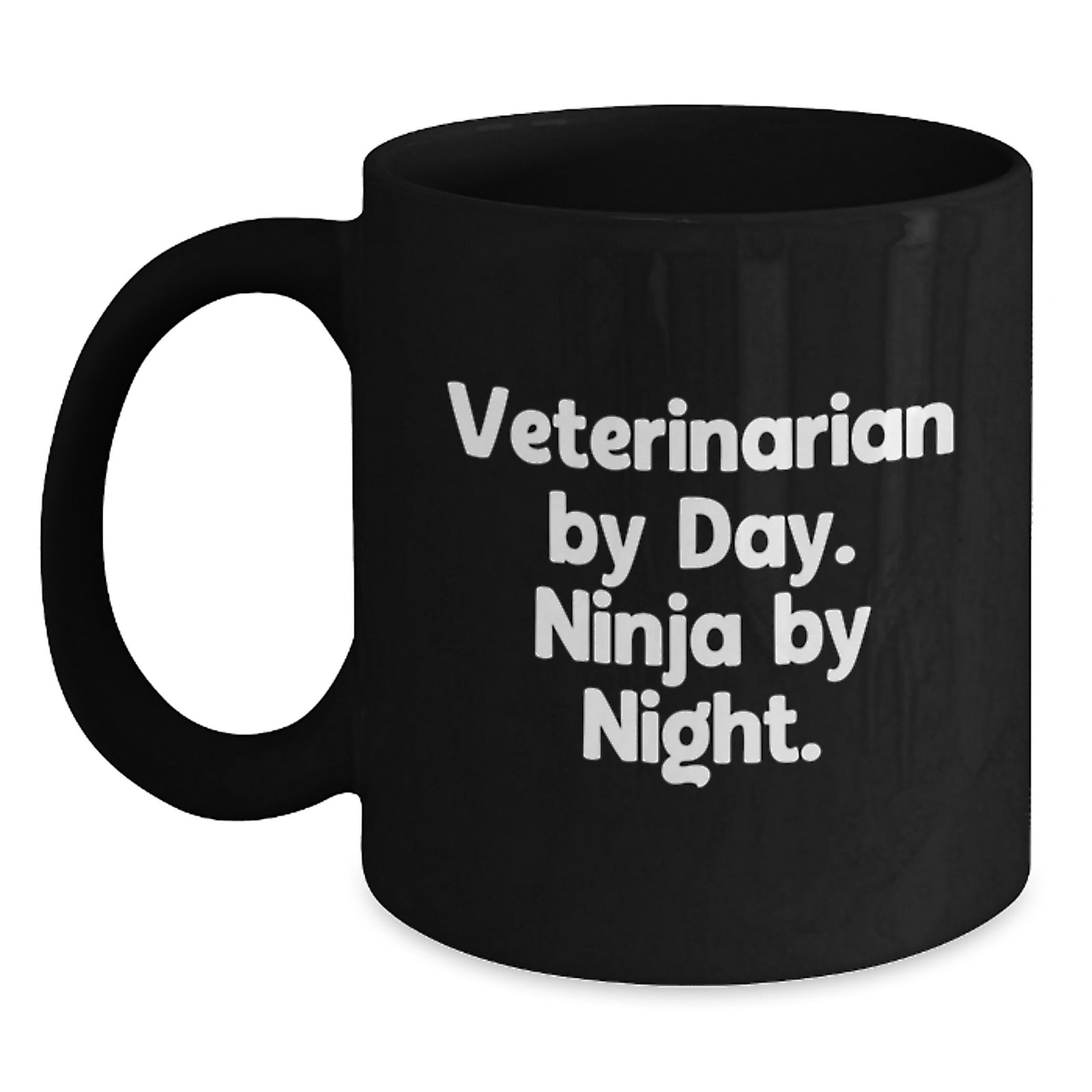 Funny Veterinarian By Day Ninja By Night Gifts for Men Women Friends Family Black Coffee Mug - Main