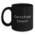 Funny Cousin Birthday Unique Gift Ideas, 'Certified Cousin' Black Coffee Mug for Men, Women, or Friends Gifts from Family - Main