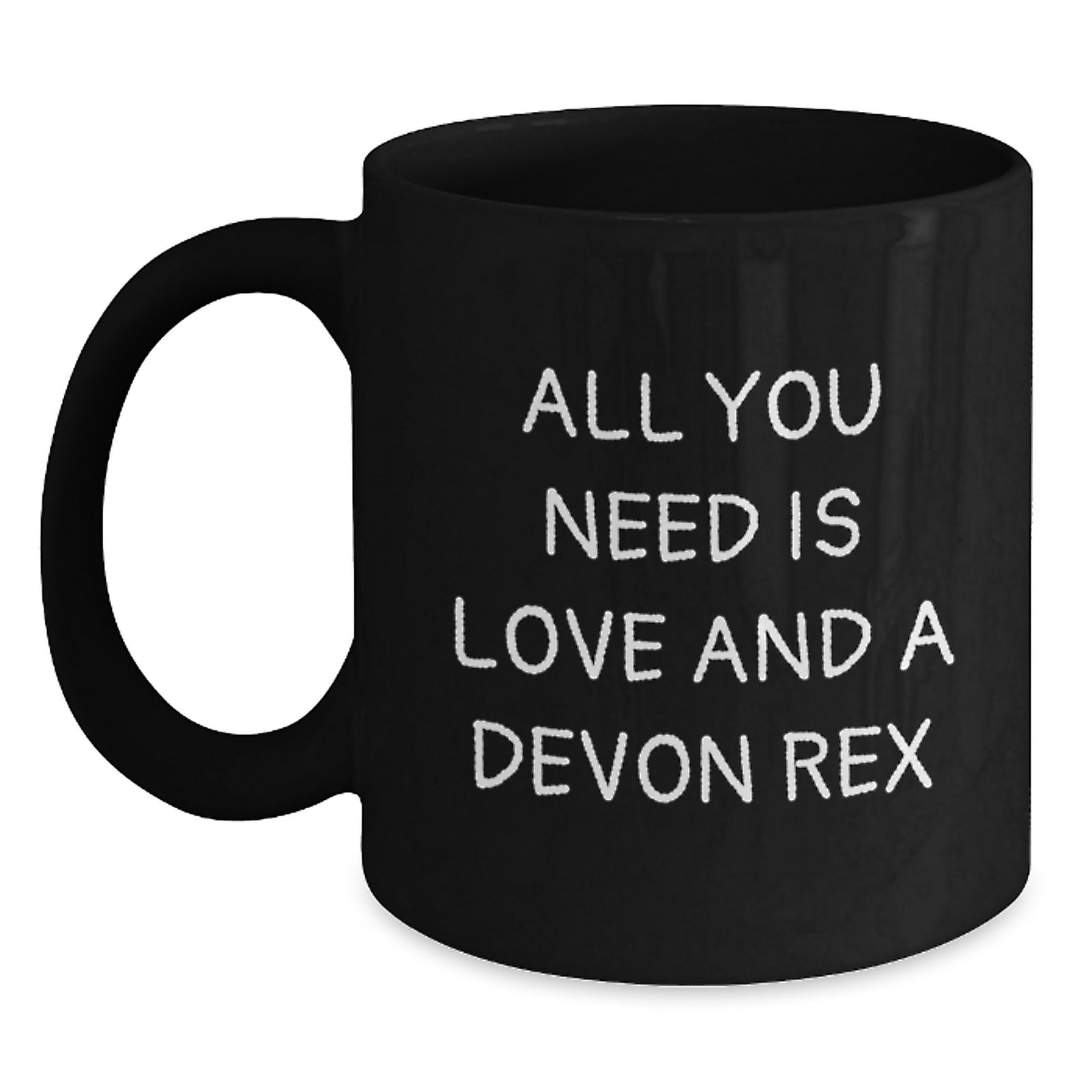 Funny Devon Rex Cat Gifts from Friends for Men, Unique Christmas Unique Gifts, Black Coffee Mug, All You Need Is Love And A Devon Rex - Main