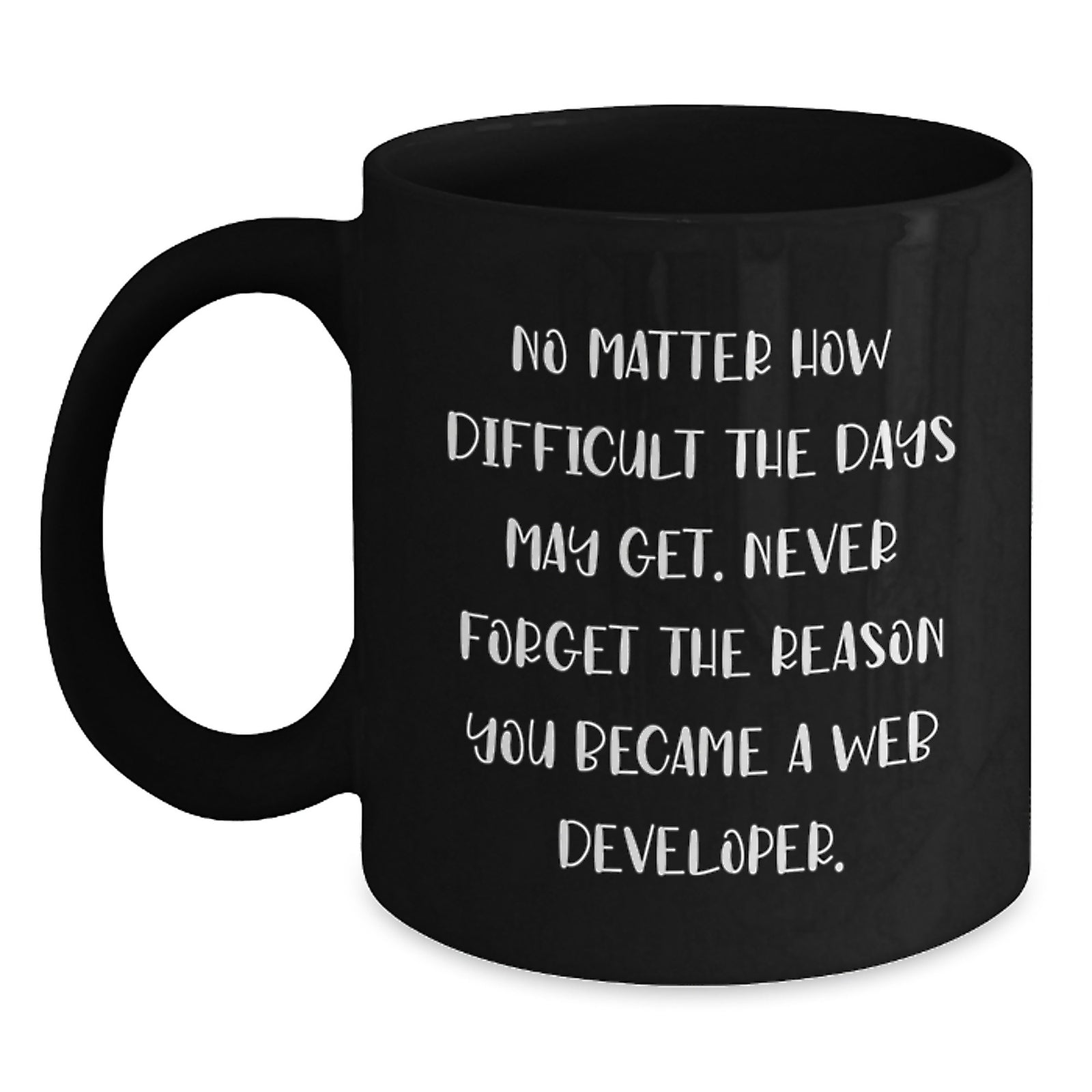 Gifts from Family to Web Developer Friends - Inspirational Black Coffee Mug for Graduation, Never Forget The Reason You Became A Web Developer. - Main
