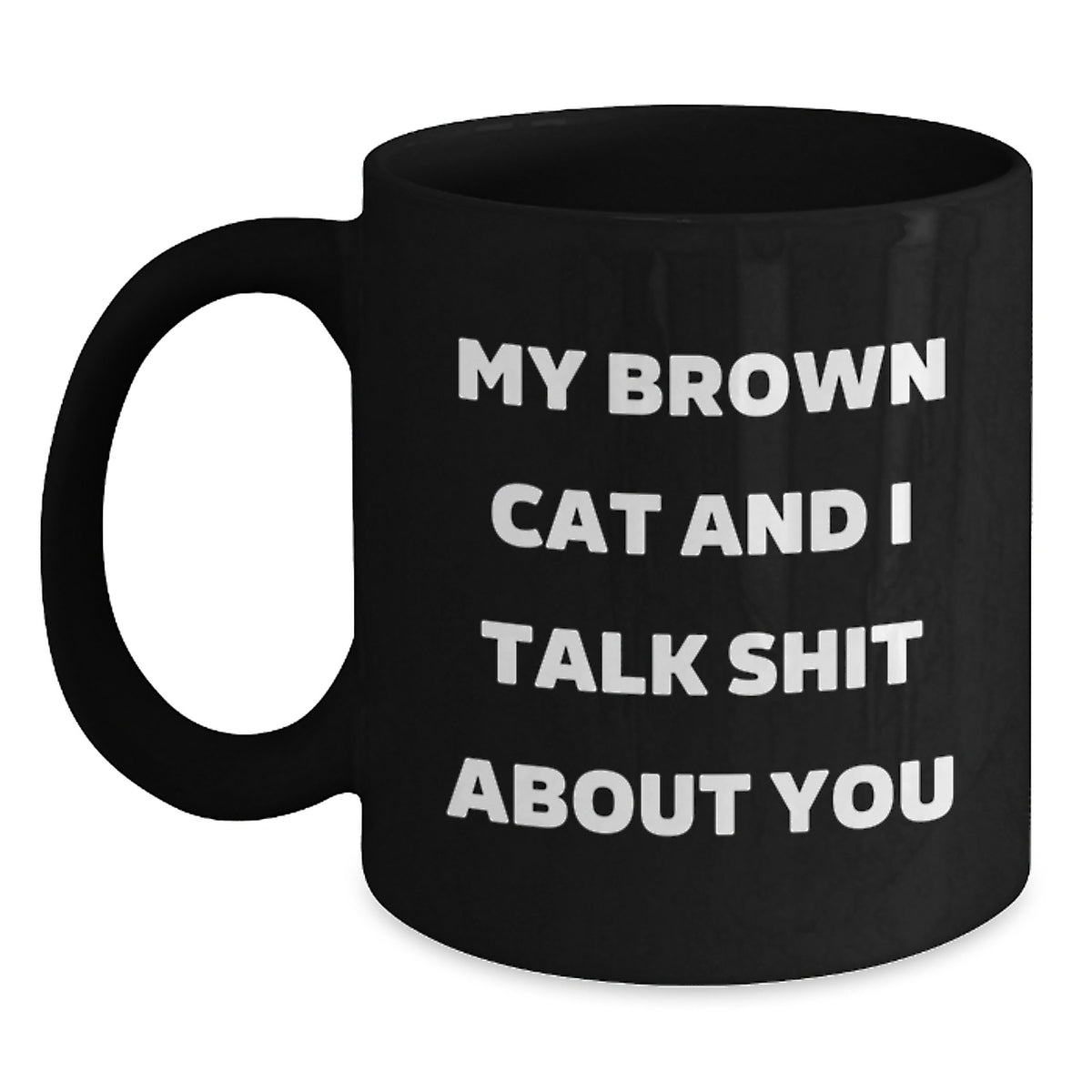 Funny Brown Cat Gifts from Friends to Graduation Unique Gifts for Brown Cat Lovers - 'My Brown Cat And I Talk Shit About You' Black Coffee Mug - Main