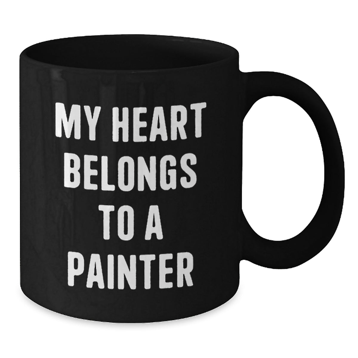Funny Painter Lover Gifts from Friends, Birthday Unique Gifts for Painter, Black Coffee Mug with My Heart Belongs To A Painter Quote - Additional