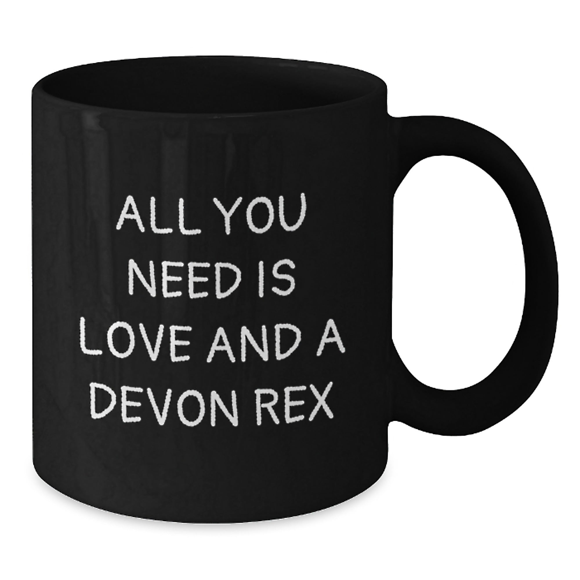 Funny Devon Rex Cat Gifts from Friends for Men, Unique Christmas Unique Gifts, Black Coffee Mug, All You Need Is Love And A Devon Rex - Additional