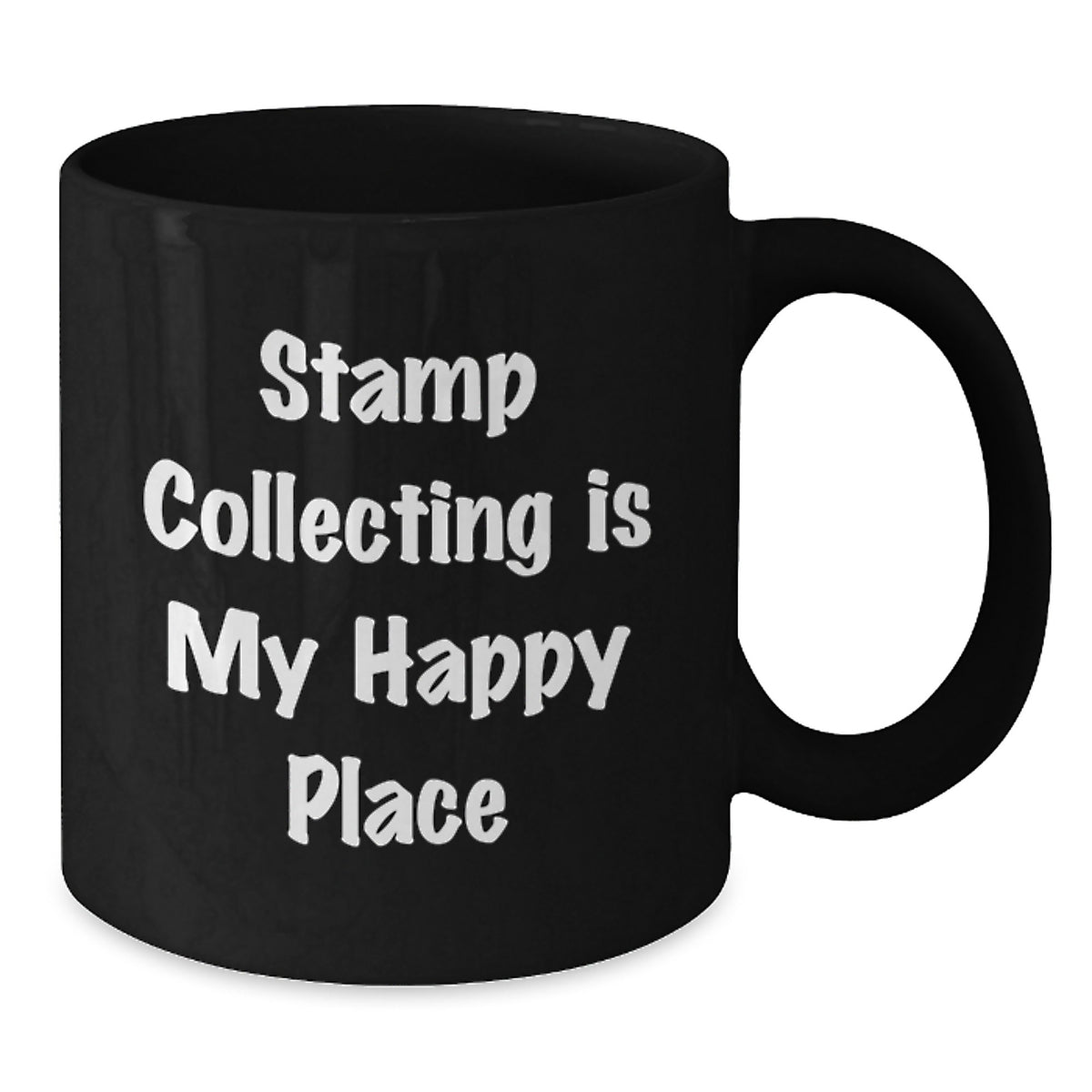 Stamp Collecting Gifts for Him Her Friends Family, 'Stamp Collecting Is My Happy Place' Black Coffee Mug, Graduation Unique Gifts from Mom Dad, 11oz or 15oz - Additional