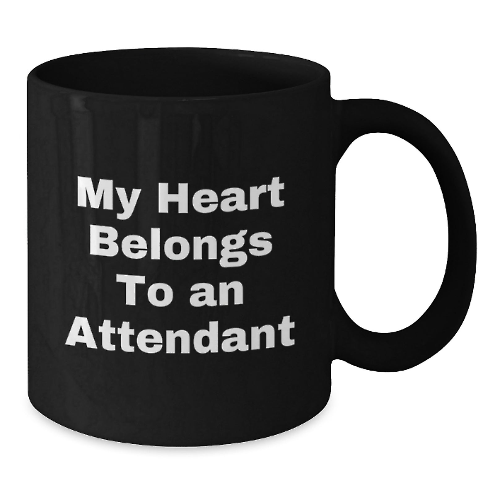 Funny Attendant Gifts from Men, Gifts for Attendants, Black Coffee Mug - My Heart Belongs To An Attendant Birthday Unique Gifts - Additional