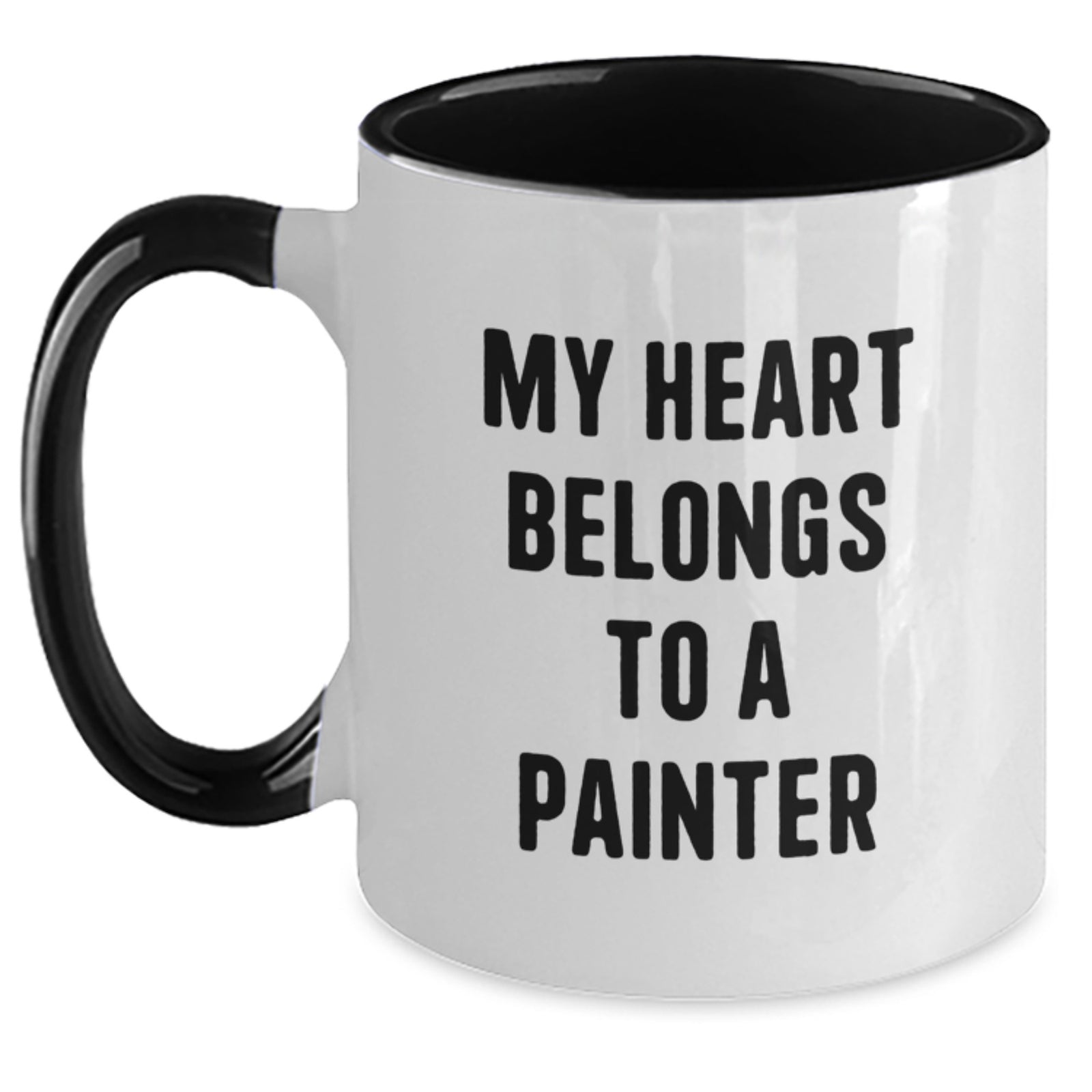 Funny Gifts from Painter Lover, Birthday Unique Gifts for Painter Men, Two Tone Coffee Mug, My Heart Belongs To A Painter - Main
