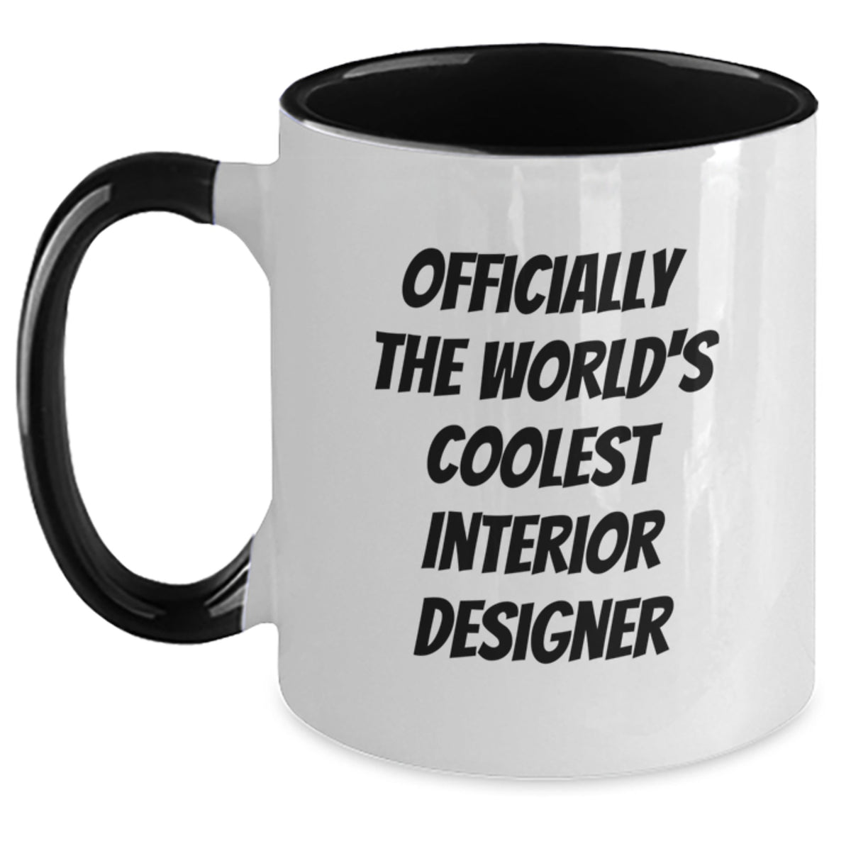 Funny Gift Ideas for Interior Designer Friends from Men - Officially 'The World's Coolest Interior Designer' Two Tone Coffee Mug - Main