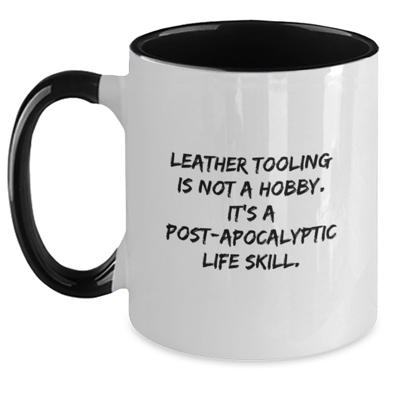 Funny Leather Tooling Gifts for Men - Two Tone Coffee Mug, Black and White, Navy and White, Pink and White Options, Gifts from Friends to Family - Main
