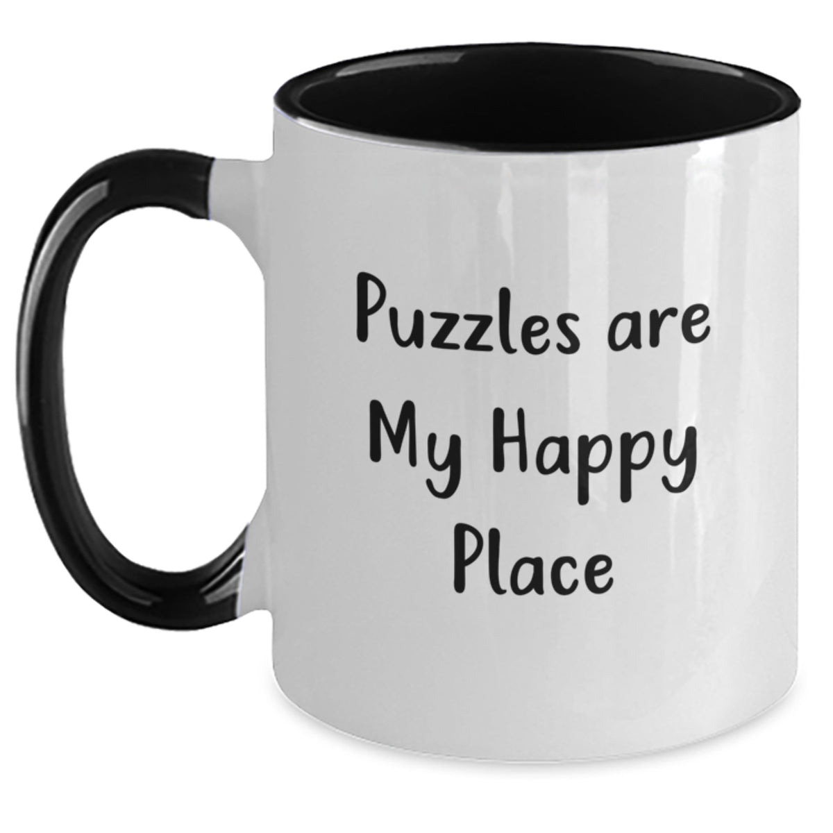 Puzzles Lovers Gift, Funny Two Tone Coffee Mug for Puzzle Enthusiasts, Graduation Unique Gifts from Friends, Family, or Coworkers, 'Puzzles Are My Happy Place' - Main