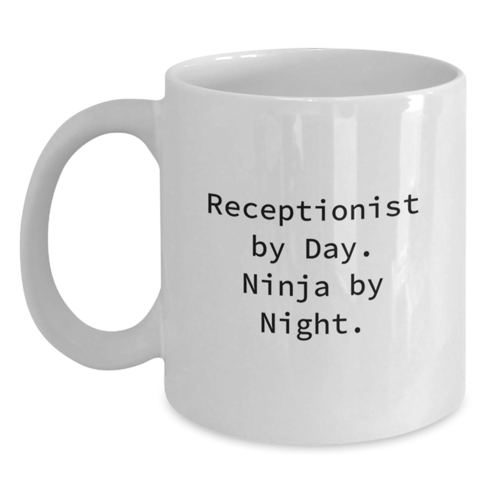 Funny Receptionist Gifts for Men, Funny White Coffee Mug, Receptionist By Day Ninja By Night Birthday Unique Gifts from Friends - Main