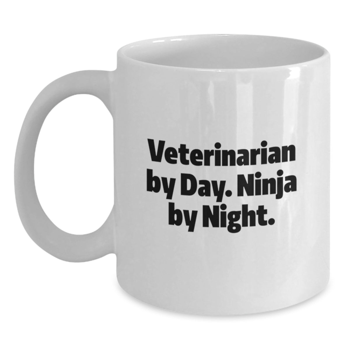Funny Veterinarian Gifts for Him, White Coffee Mug, 'Veterinarian By Day. Ninja By Night.' - Gifts from Men to Coworkers - Main