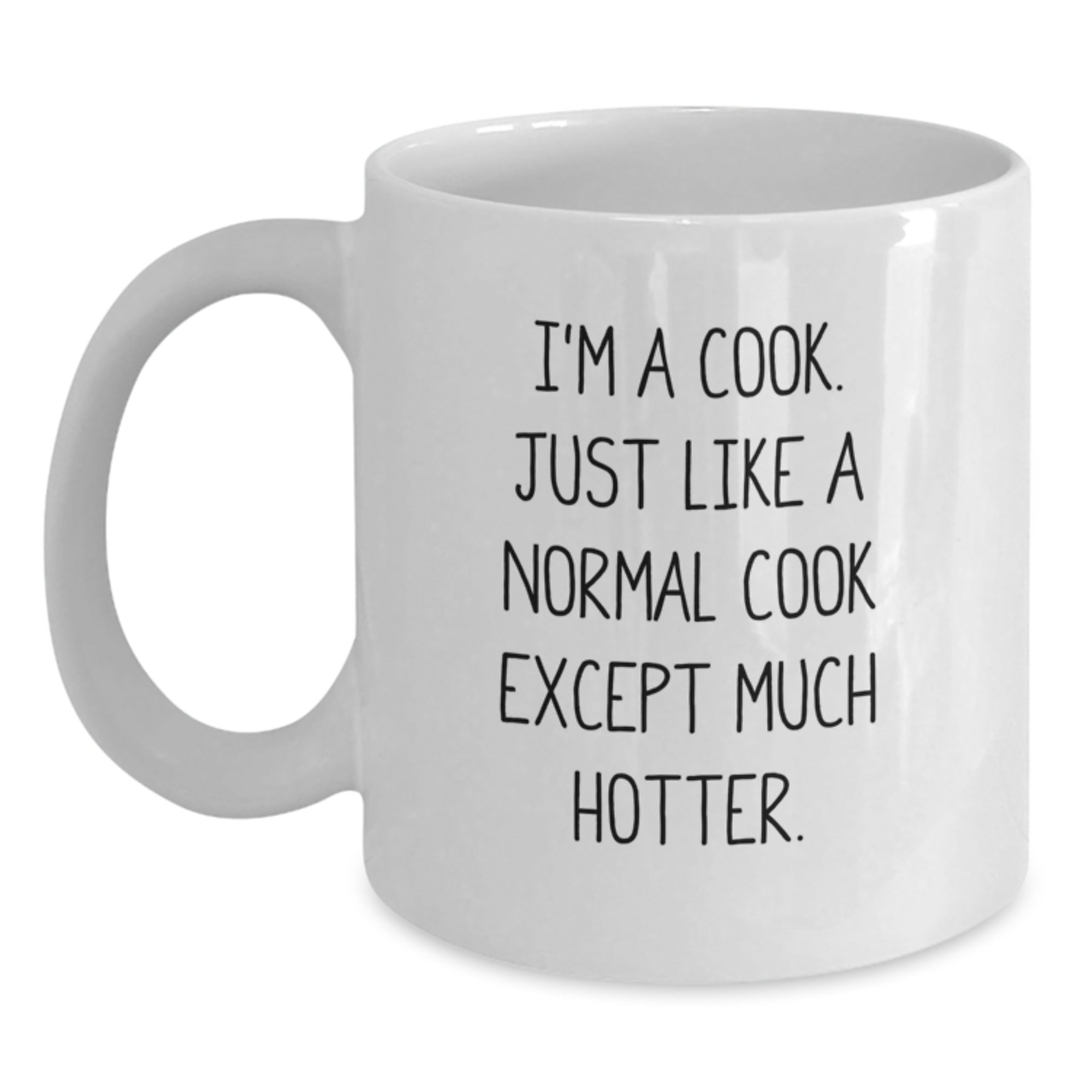 Funny White Coffee Mug Gifts for Cooks on Christmas - 'I'm A Cook. Just Like A Normal Cook Except Much Hotter.' - Main