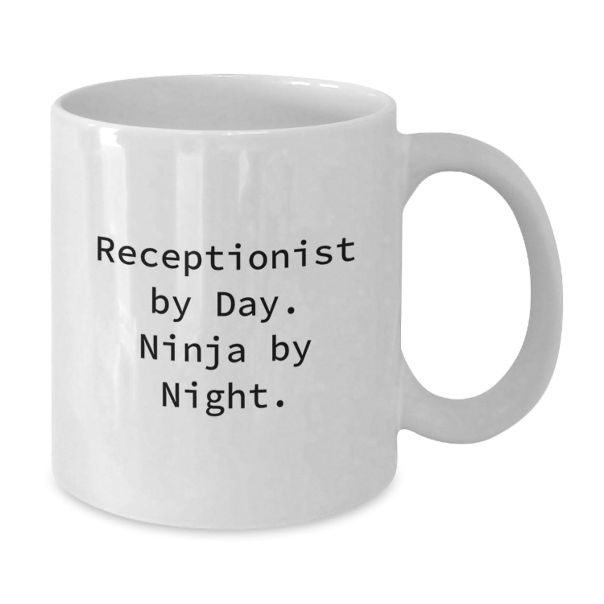Funny Receptionist Gifts for Men, Funny White Coffee Mug, Receptionist By Day Ninja By Night Birthday Unique Gifts from Friends - Additional