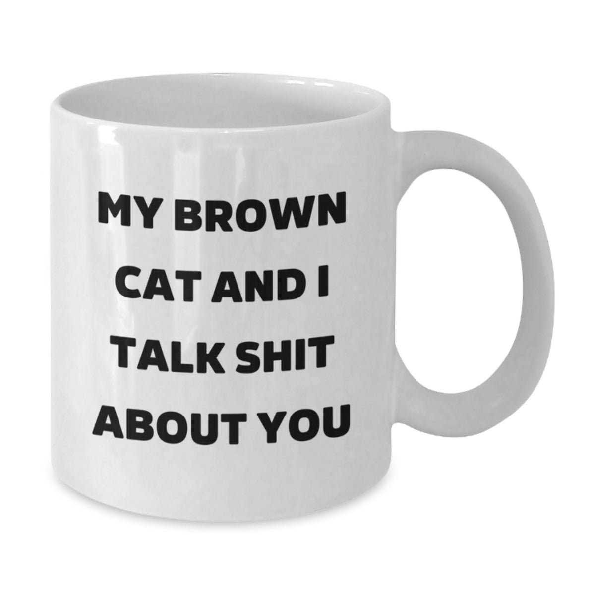 Funny Brown Cat Gifts for Brown Cat Lovers, White Coffee Mug, My Brown Cat And I Talk Shit About You Quote, Gifts from Family to Friends, Graduation Unique Gifts - Additional