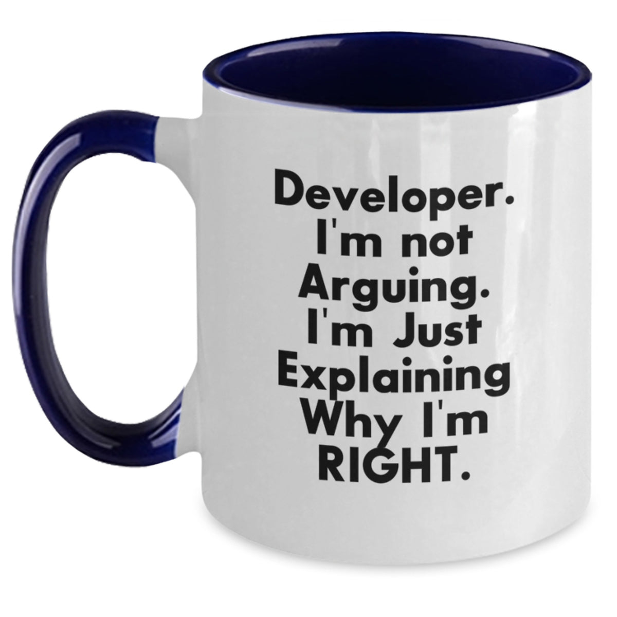 Funny Developer Gifts from Friends, Valentine's Unique Two Tone Coffee Mugs with I'm Not Arguing. I'm Just Explaining Why I'm Right. - Developer Humor Mug - Main