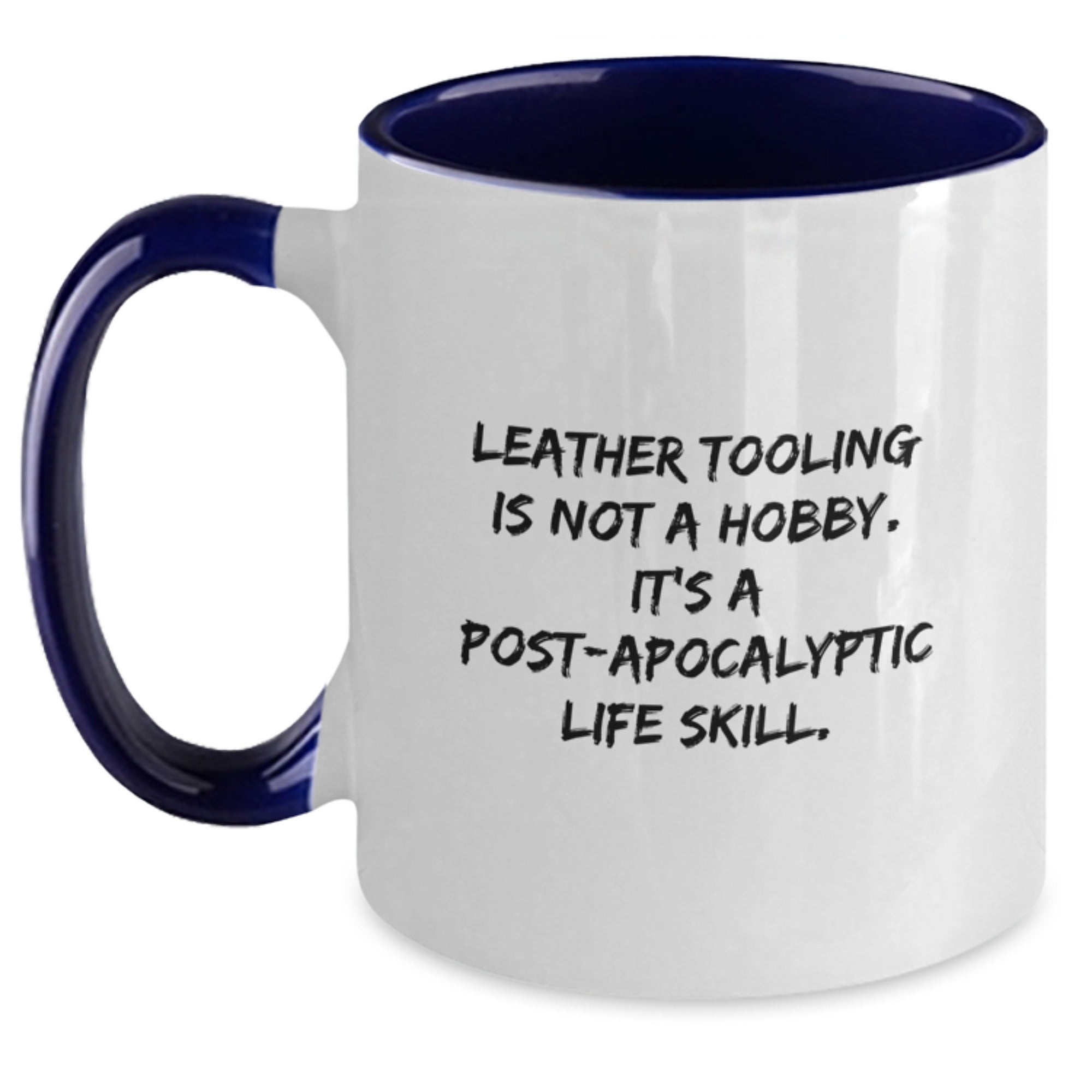 Funny Leather Tooling Gifts for Men - Two Tone Coffee Mug, Black and White, Navy and White, Pink and White Options, Gifts from Friends to Family - Main