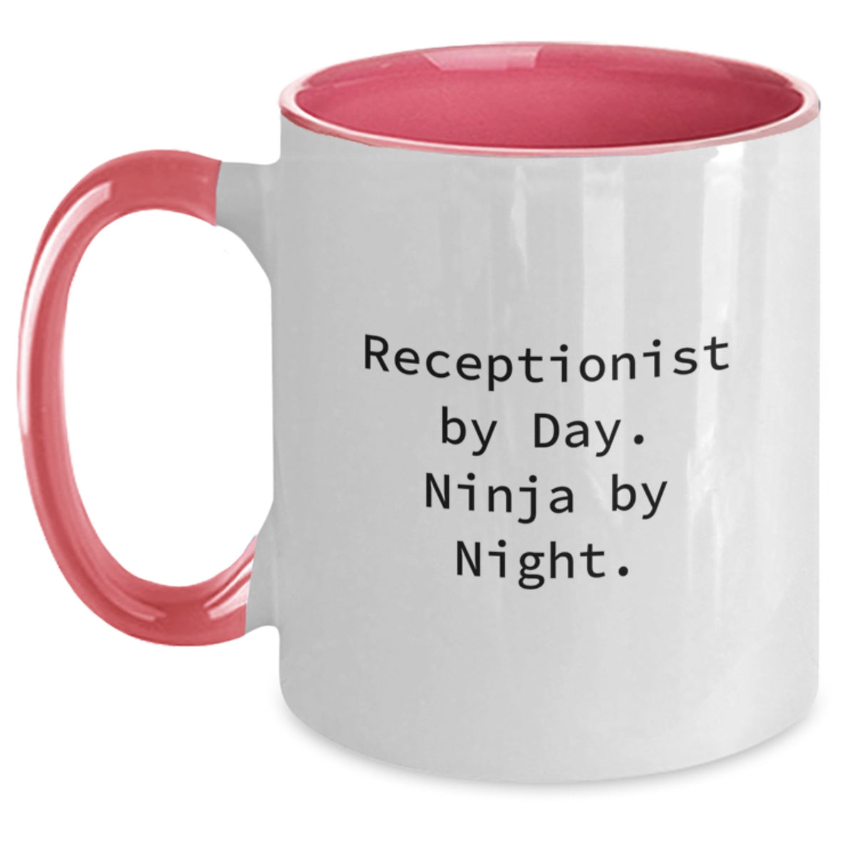 Funny Receptionist Gifts for Men from Coworkers - Receptionist By Day. Ninja By Night. Two Tone Coffee Mug - Birthday Unique - Main