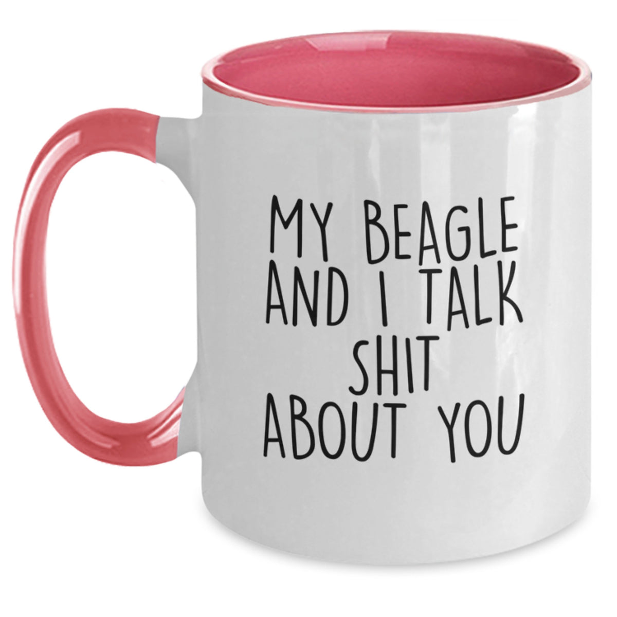 Beagle Dog Lover Gifts from Friends and Family for Graduation Unique Two Tone Coffee Mug with Funny Quote - Black and White, Red and White, Navy and White, Pink and White - Main
