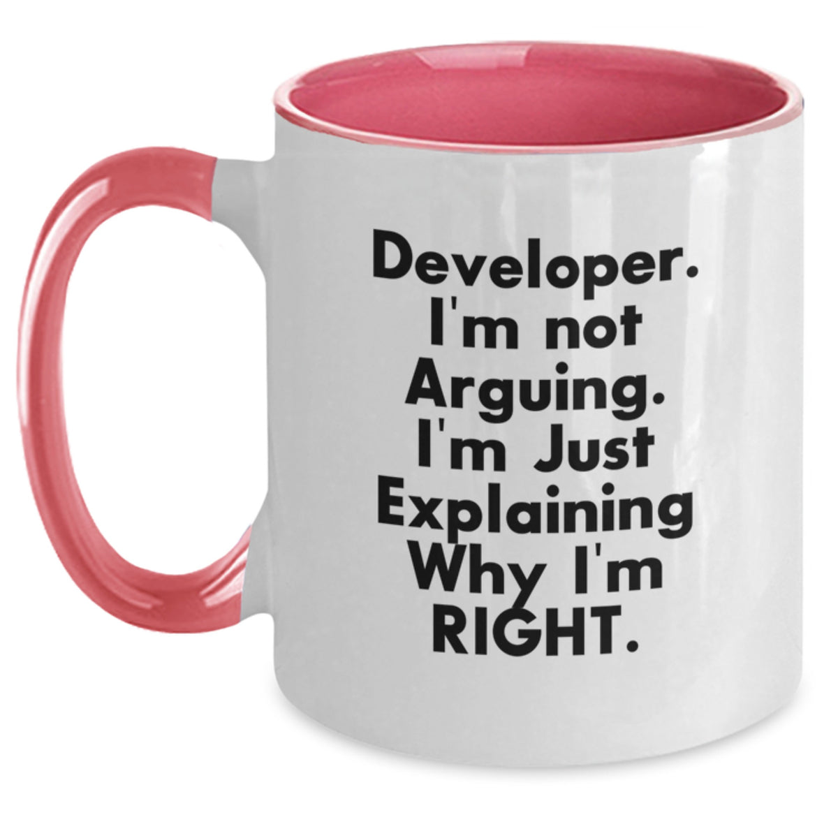 Funny Developer Gifts from Friends, Valentine's Unique Two Tone Coffee Mugs with I'm Not Arguing. I'm Just Explaining Why I'm Right. - Developer Humor Mug - Main