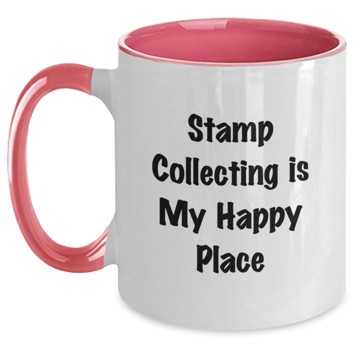 Stamp Collecting Gifts for Her, Unique Graduation Coffee Mugs from Mom, 'Stamp Collecting Is My Happy Place' Funny Quote, Two Tone Ceramic Mugs, 11oz Capacity, Microwave and Dishwasher Safe - Main