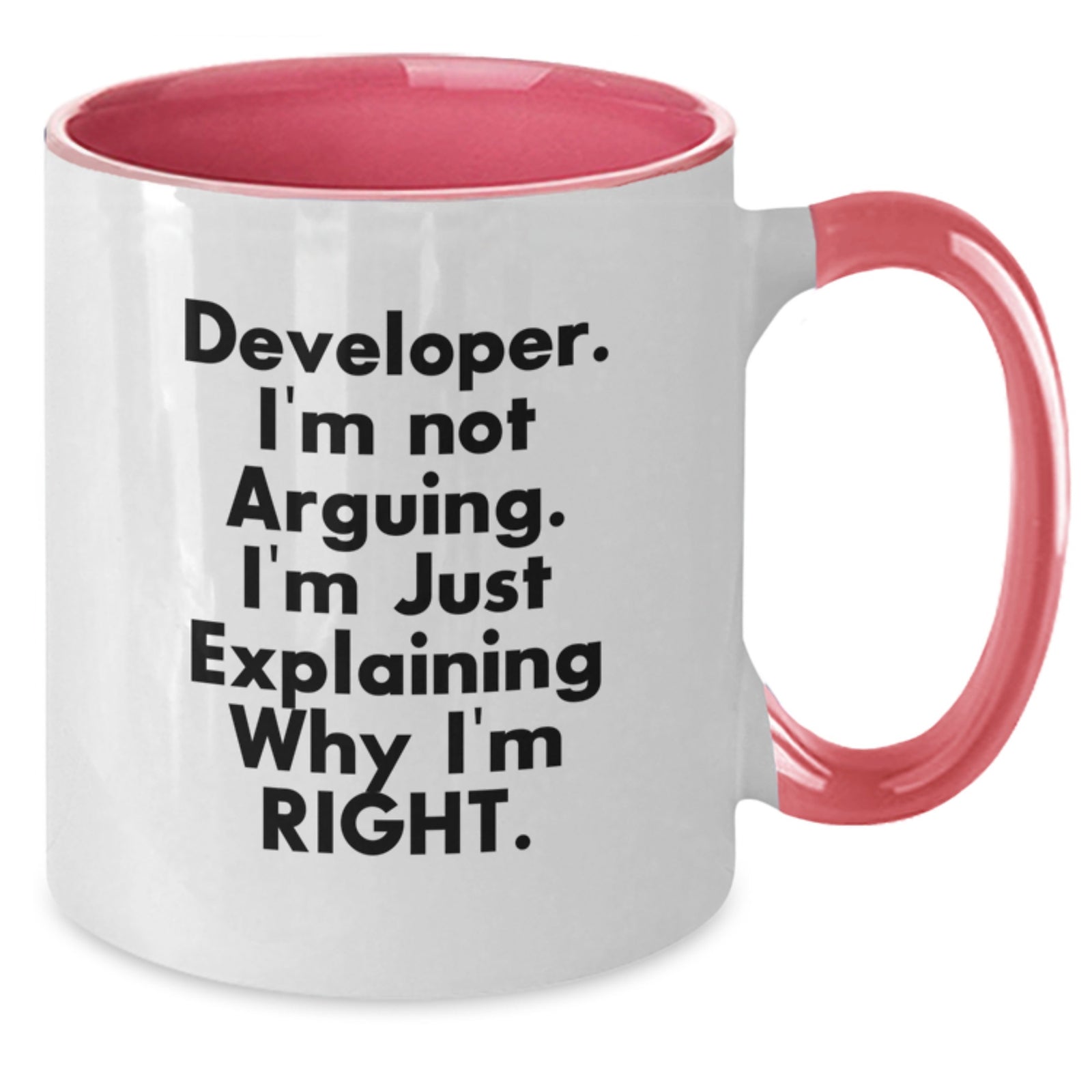 Funny Developer Gifts from Friends, Valentine's Unique Two Tone Coffee Mugs with I'm Not Arguing. I'm Just Explaining Why I'm Right. - Developer Humor Mug - Additional