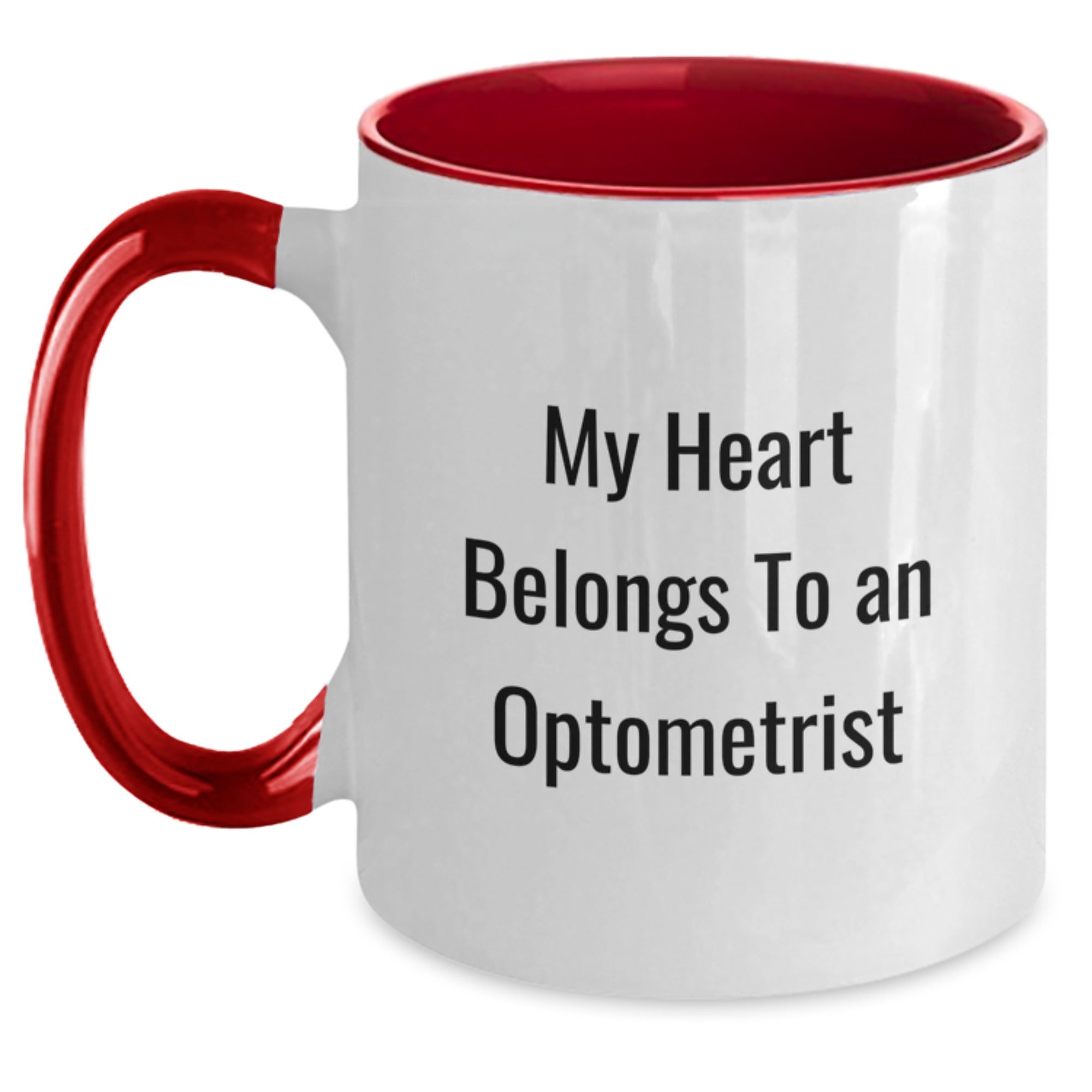 Optometrist Gifts from Friends, Cute Two Tone Coffee Mugs for Optometrist, Birthday Unique Gifts with 'My Heart Belongs To An Optometrist' Quote - Main