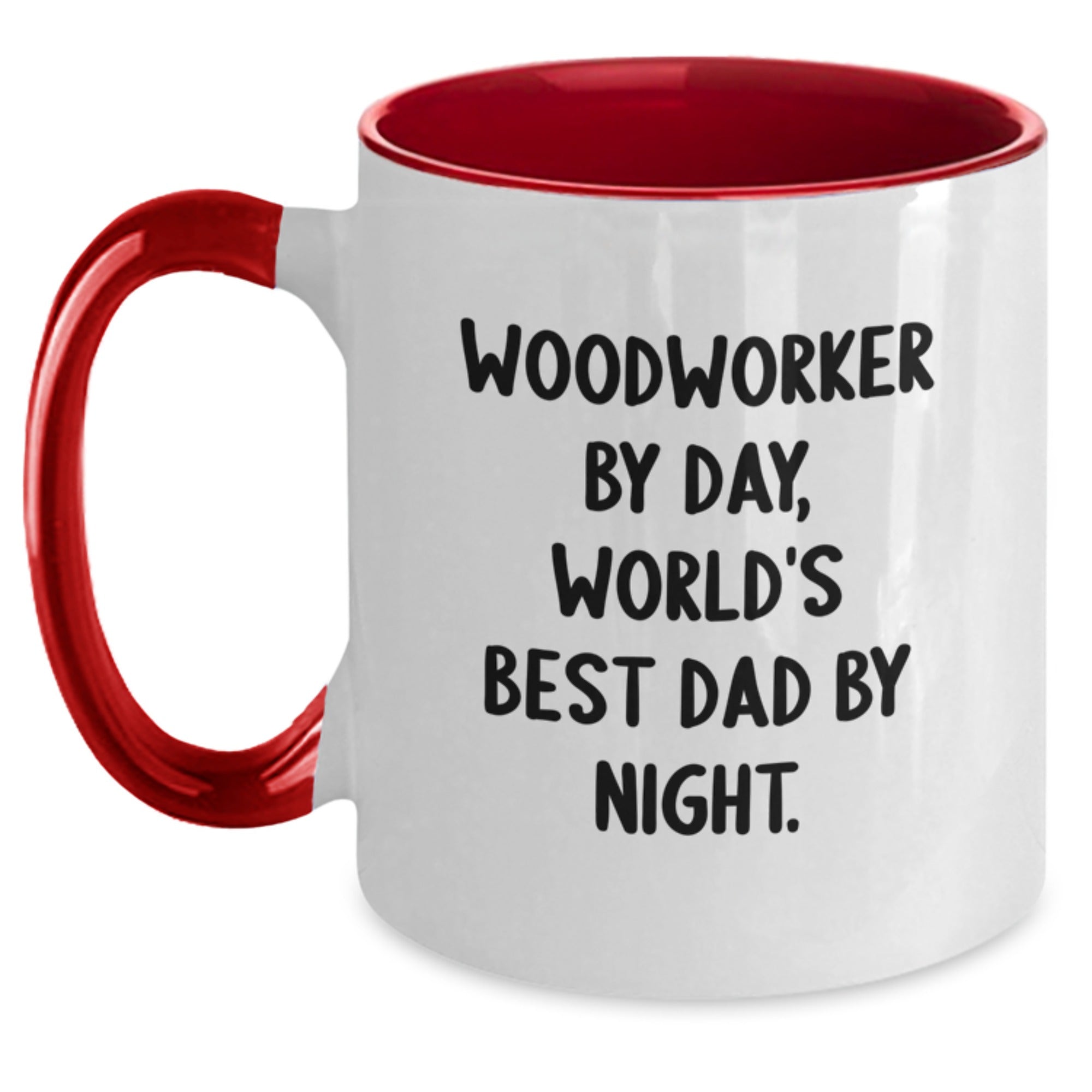Woodworker Gifts for Men - Funny Two Tone Coffee Mugs for Graduation, Gifts from Dad to Woodworker, 'Woodworker By Day, World's Best Dad By Night.' - Main