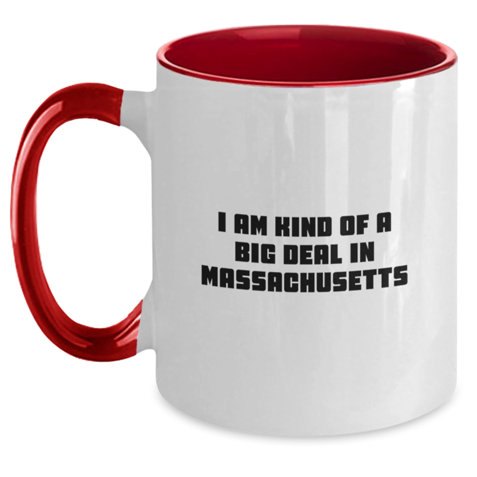 Funny Massachusetts Two Tone Coffee Mug Gifts from Men to Women in Black and White, Red and White, Navy and White, Pink and White for Christmas - Main