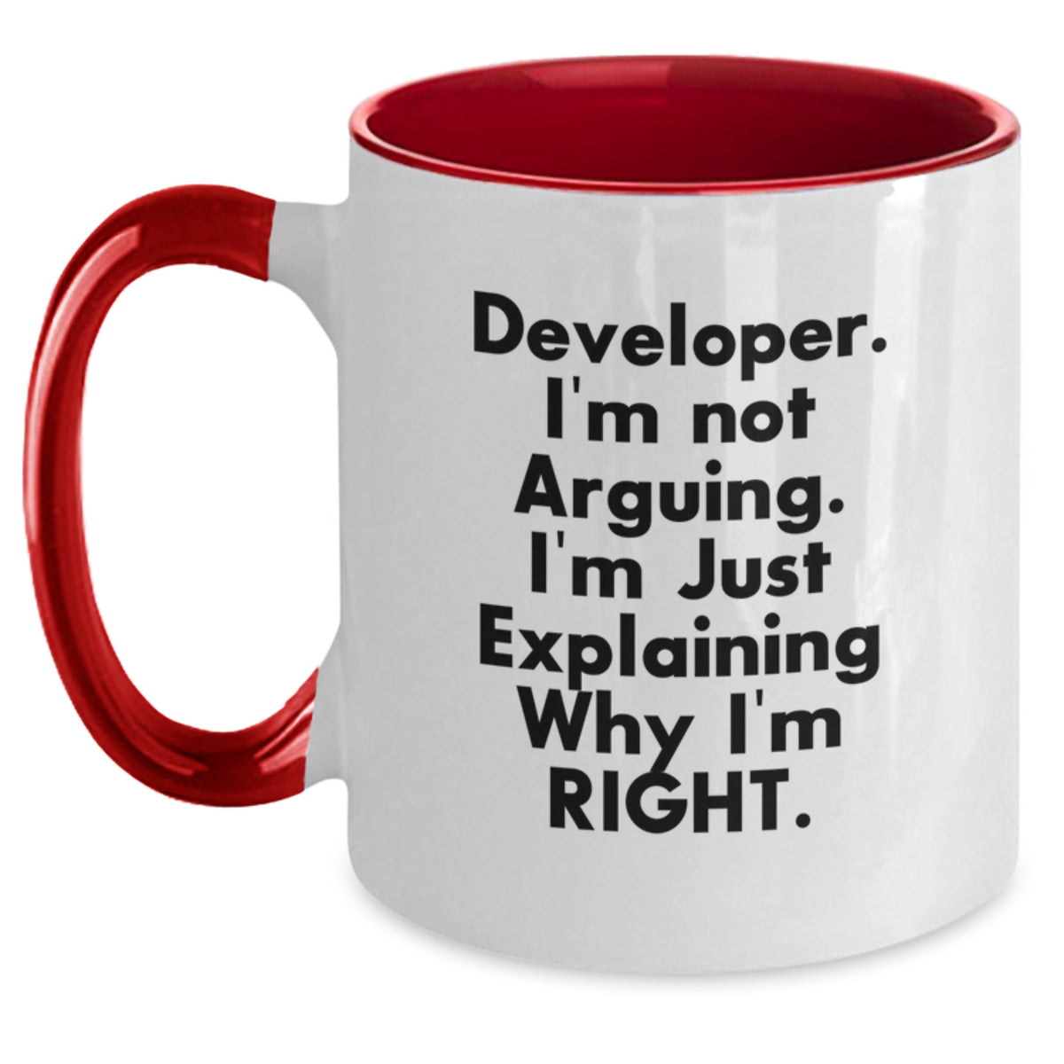 Funny Developer Gifts from Friends, Valentine's Unique Two Tone Coffee Mugs with I'm Not Arguing. I'm Just Explaining Why I'm Right. - Developer Humor Mug - Main